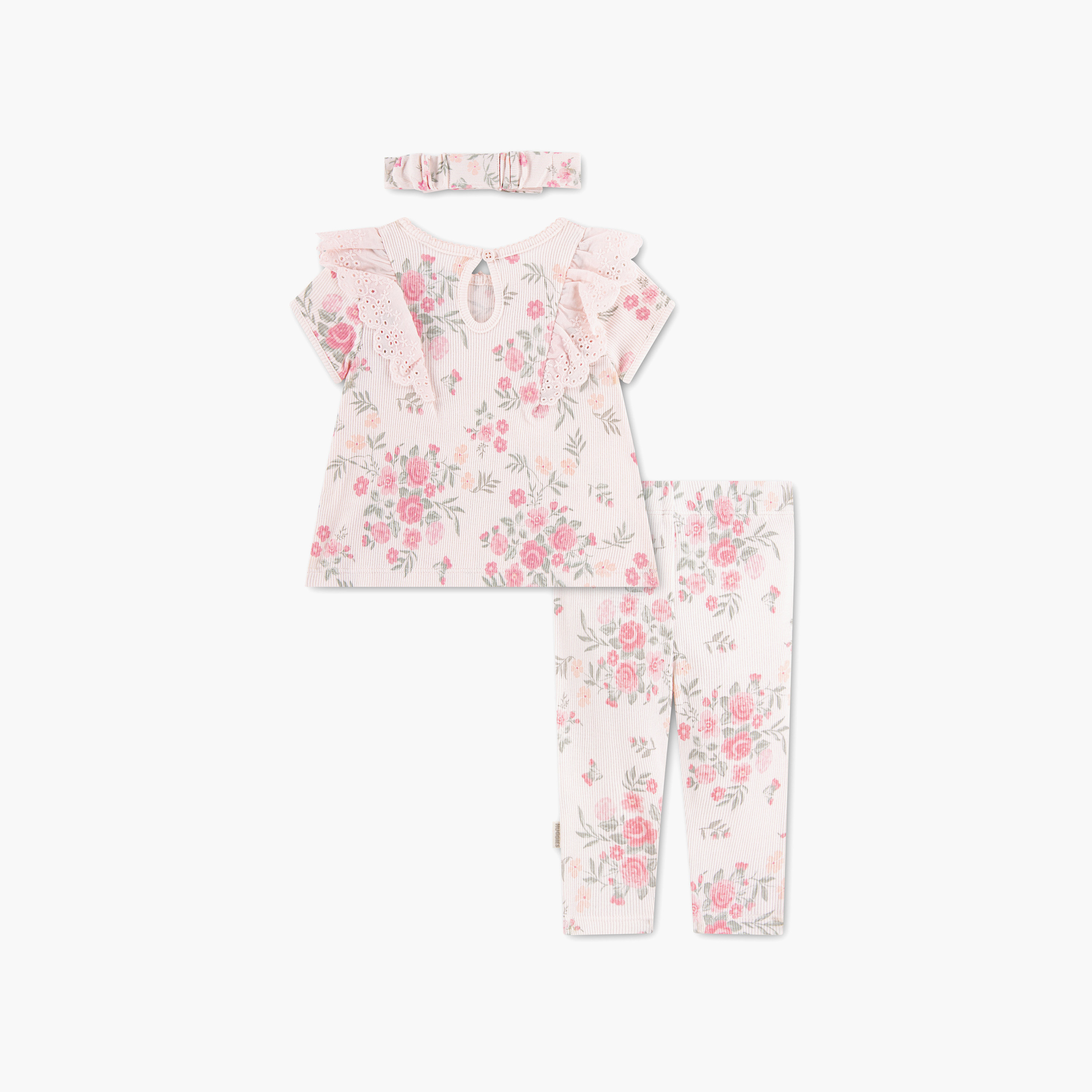 Huggies Short Sleeves Floral Top & Leggings Set with Headband-baby-girls-clothing-setsandcoords-image-2
