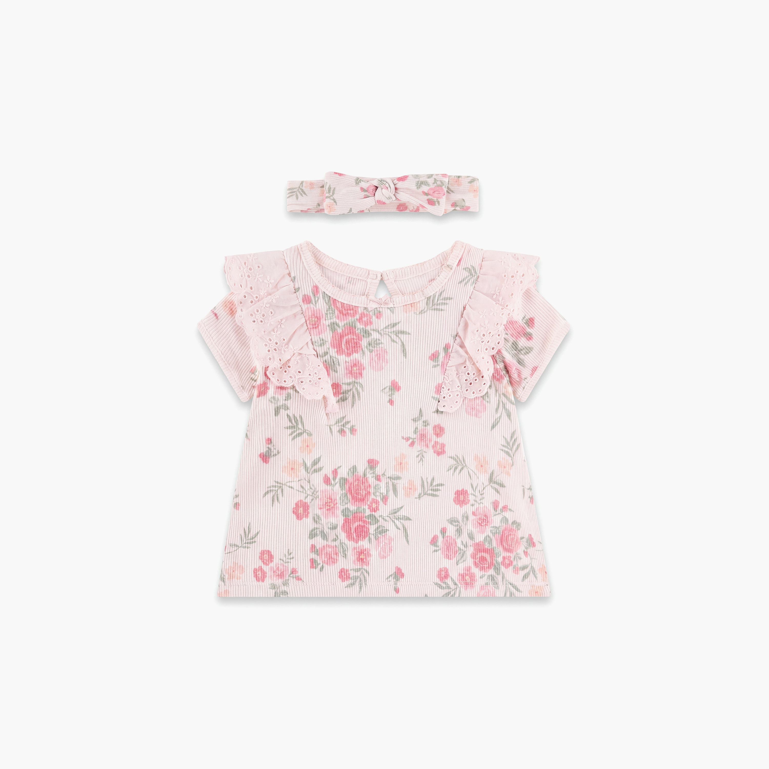 Huggies Short Sleeves Floral Top & Leggings Set with Headband-baby-girls-clothing-setsandcoords-image-3