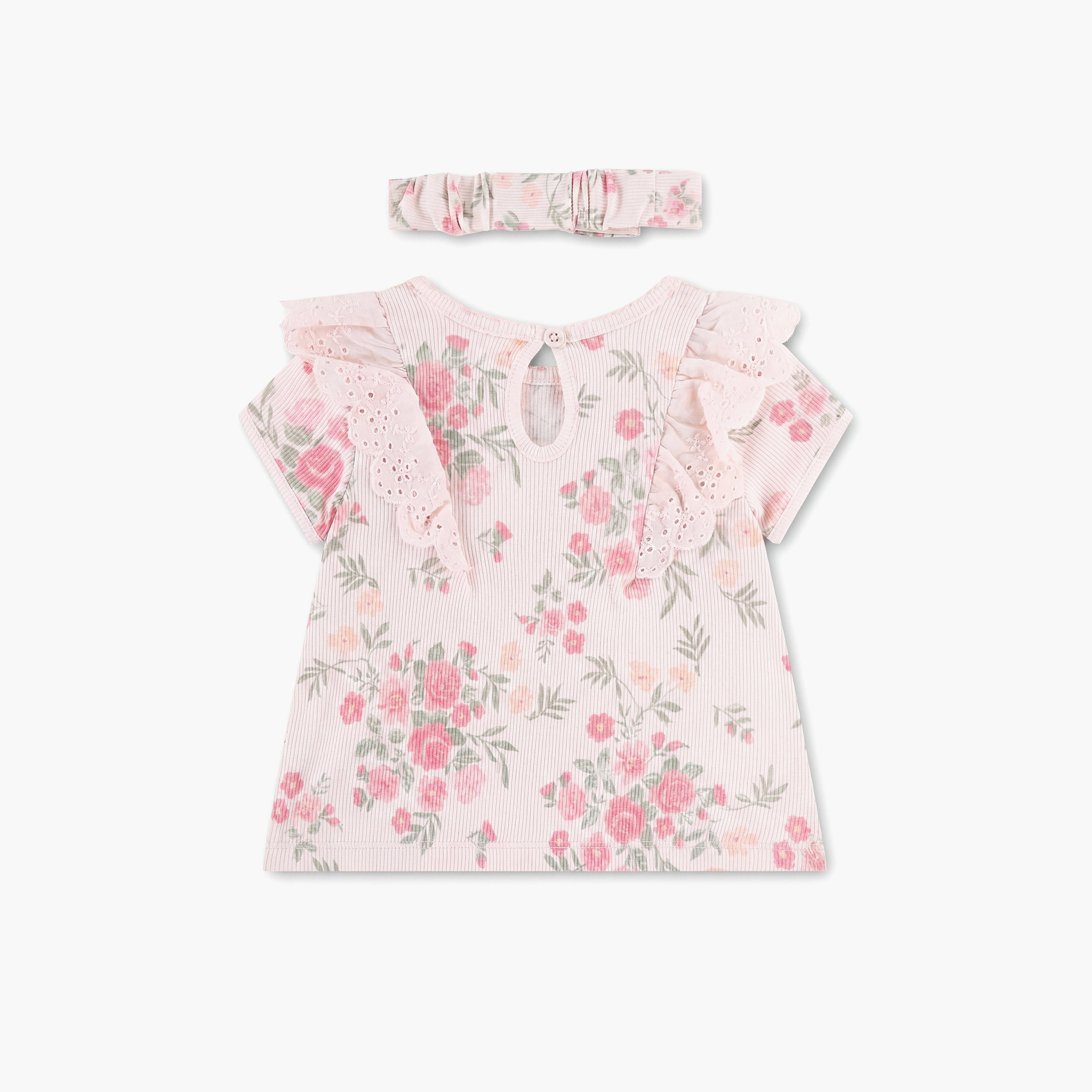 Huggies Short Sleeves Floral Top & Leggings Set with Headband-baby-girls-clothing-setsandcoords-image-4