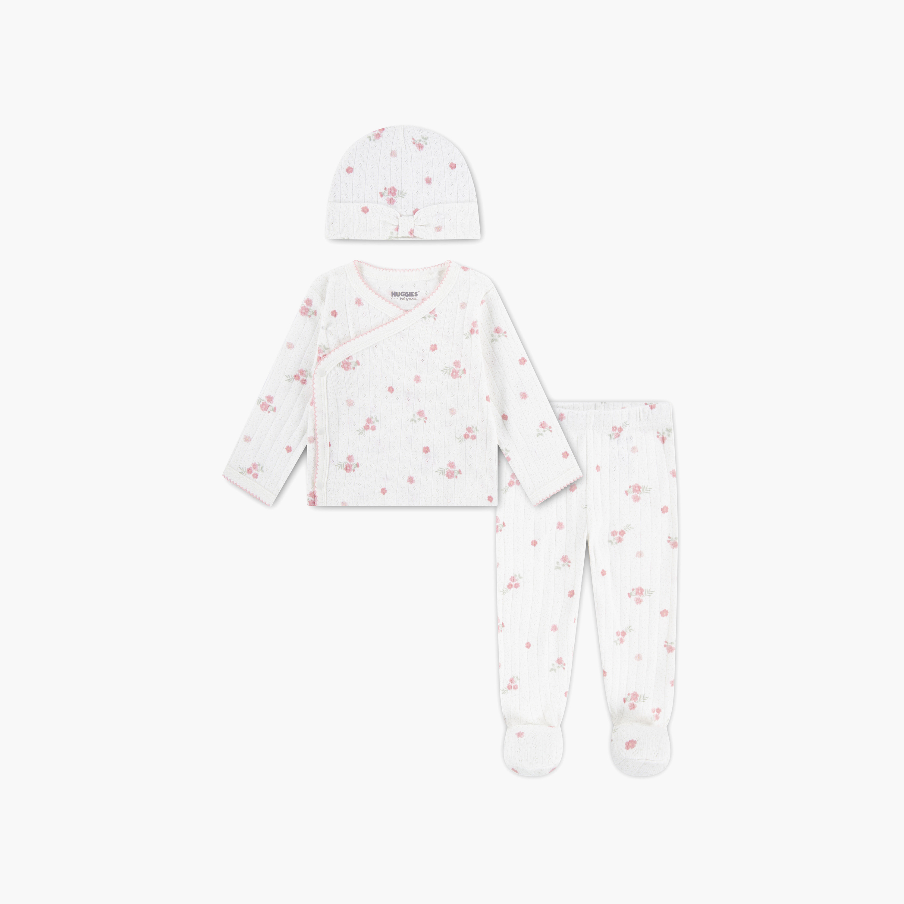 Huggies Long Sleeves Printed Top & Pants Set with Cap-baby-girls-clothing-setsandcoords-image-1