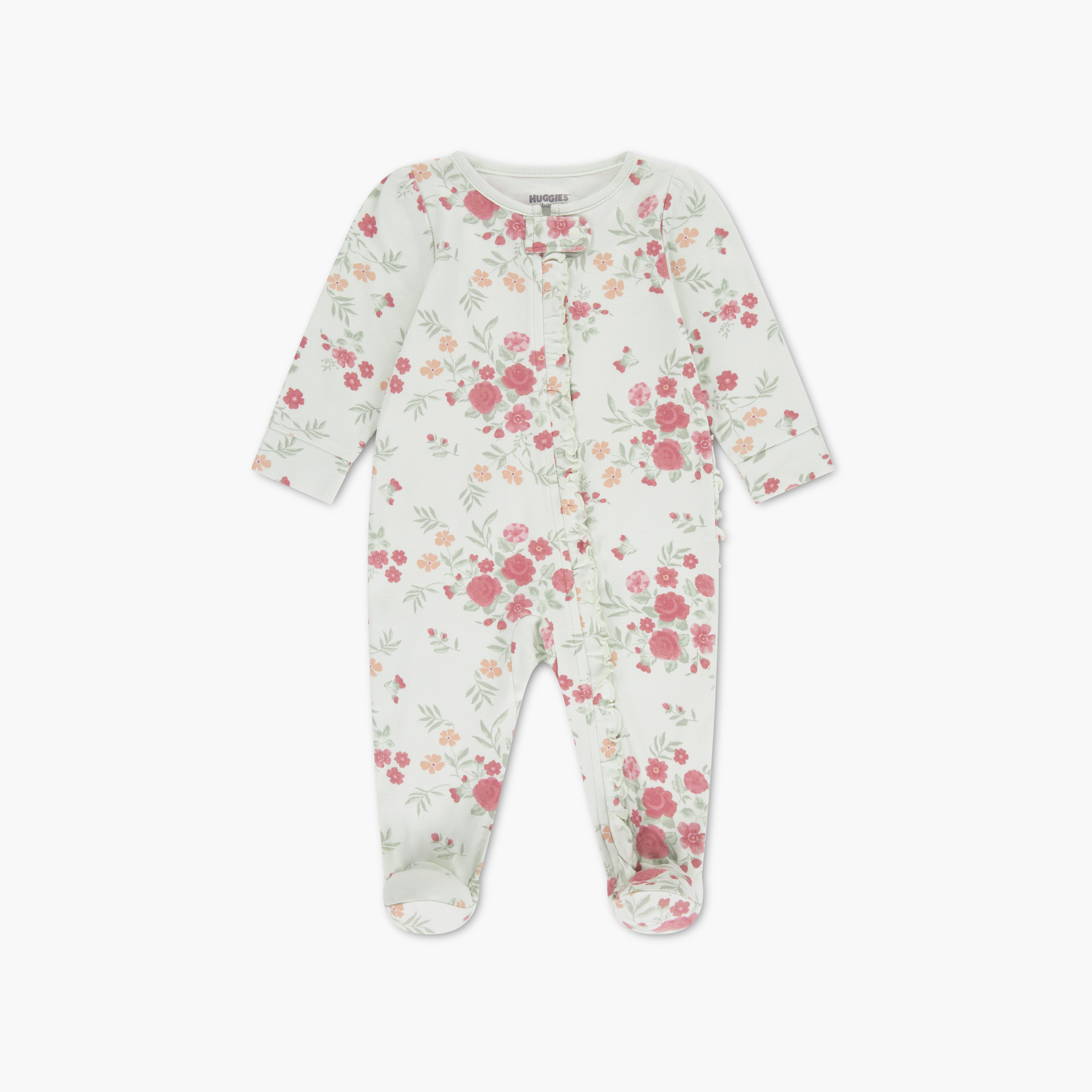 ملابس نوم (سليب سوت) بأكمام طويلة ونقشة زهور من هجيز-baby-girls-clothing-nightwear-sleepsuits-image-1