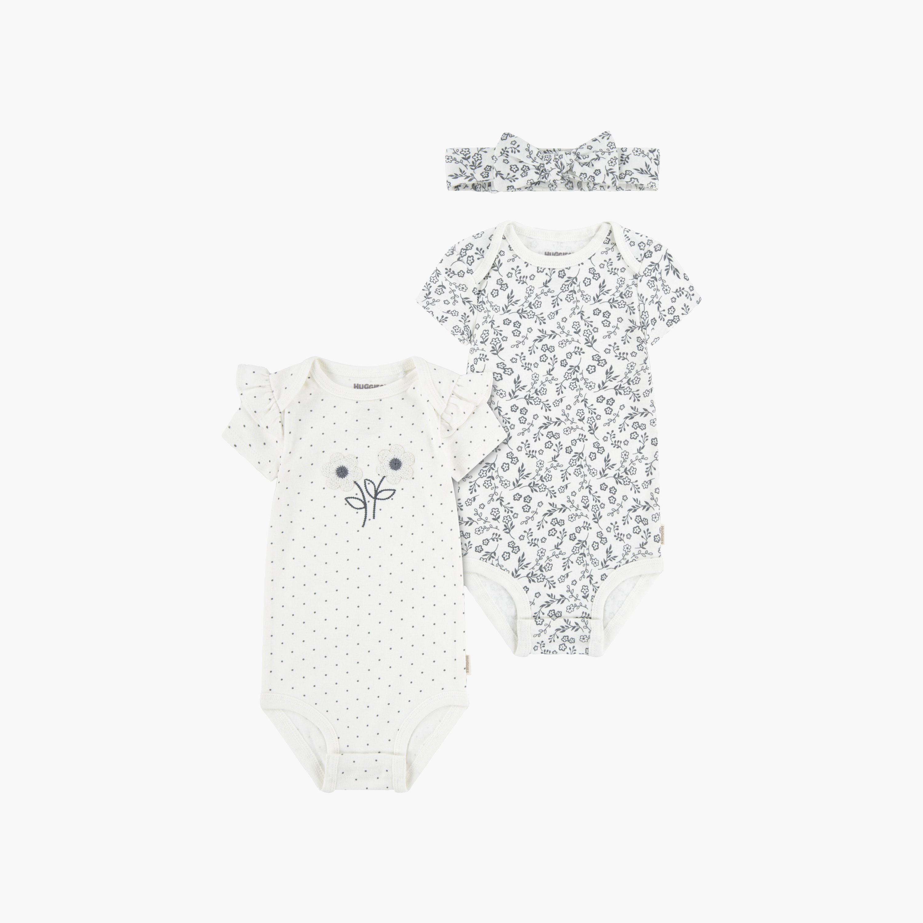 طقم بودي سوت مطرز بأكمام قصيرة مع عصابة رأس (قطعتان) من هاجيز-baby-girls-clothing-bodysuits-image-1