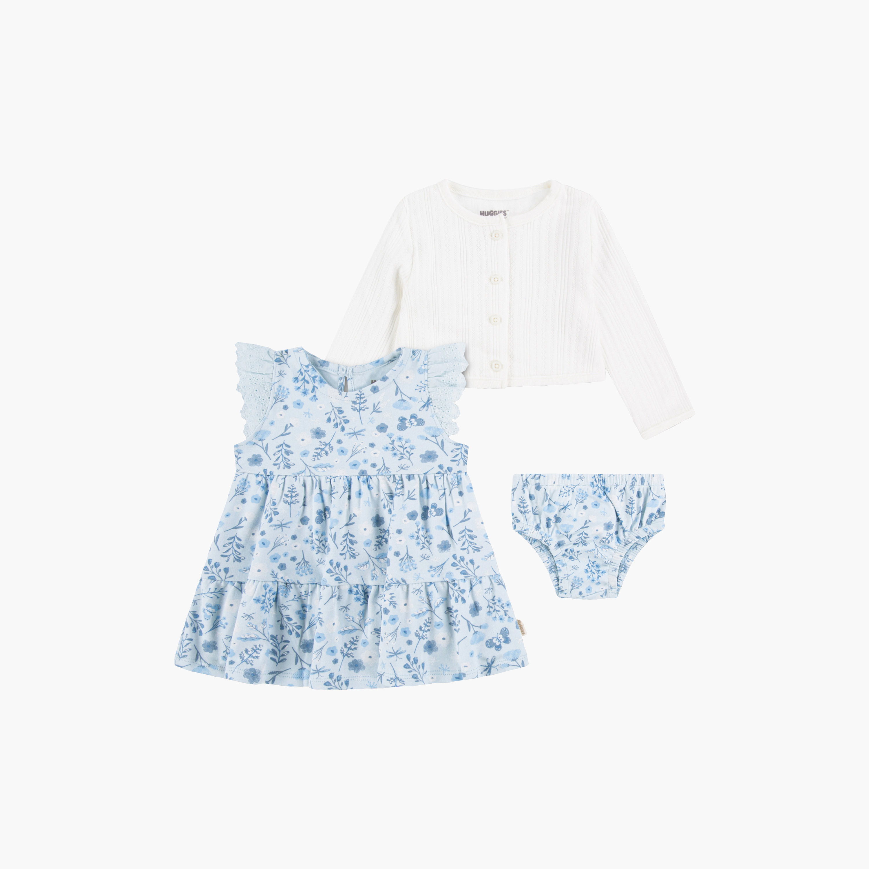 طقم فستان بنقشة زهور وكارديجان مع كلوت (بلومر) بدون أكمام من هجيز-baby-girls-clothing-setsandcoords-image-1