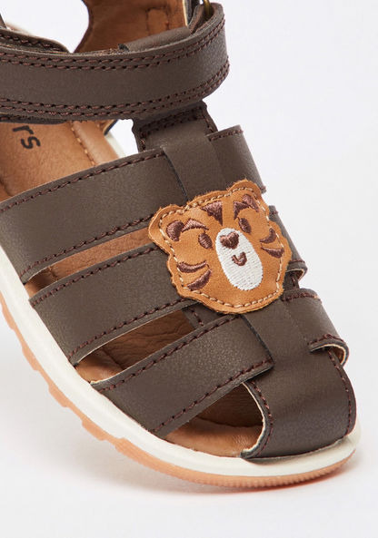 Juniors Tiger Applique Floaters with Hook and Loop Closure-Boy%27s Sandals-image-3