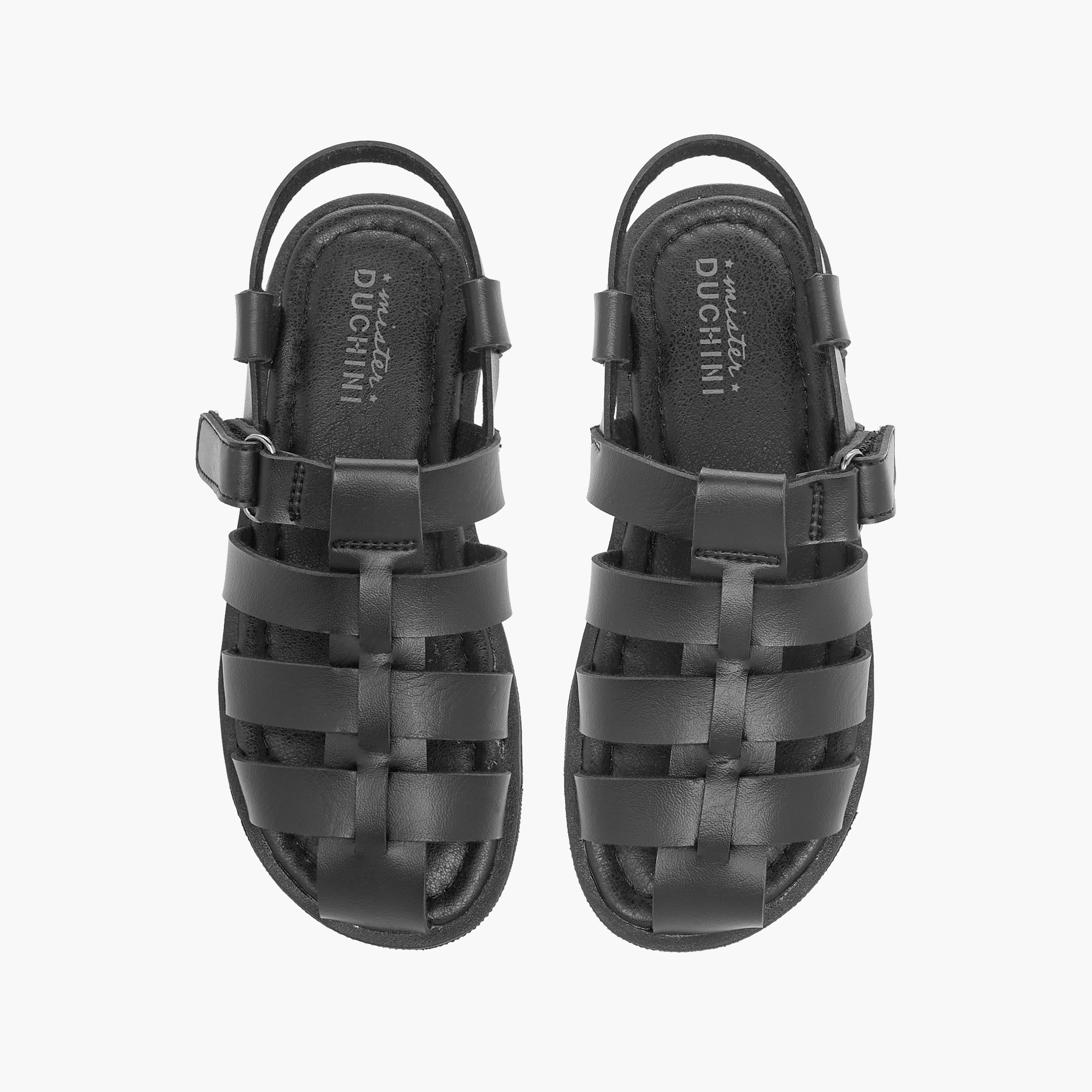 Mister Duchini Solid Cage Sandals with Hook and Loop Closure-boys-shoes-sandals-image-1
