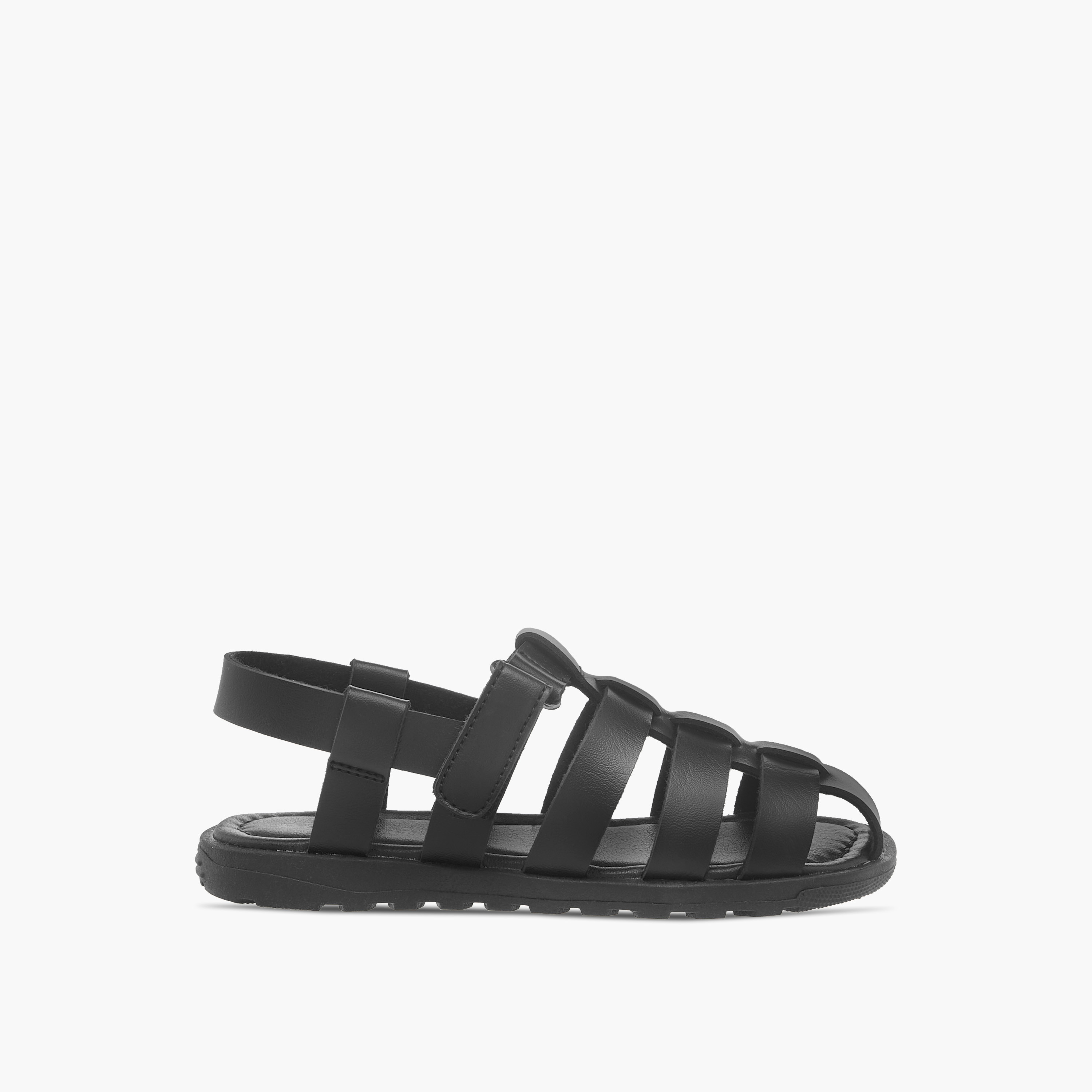 Mister Duchini Solid Cage Sandals with Hook and Loop Closure-boys-shoes-sandals-image-2