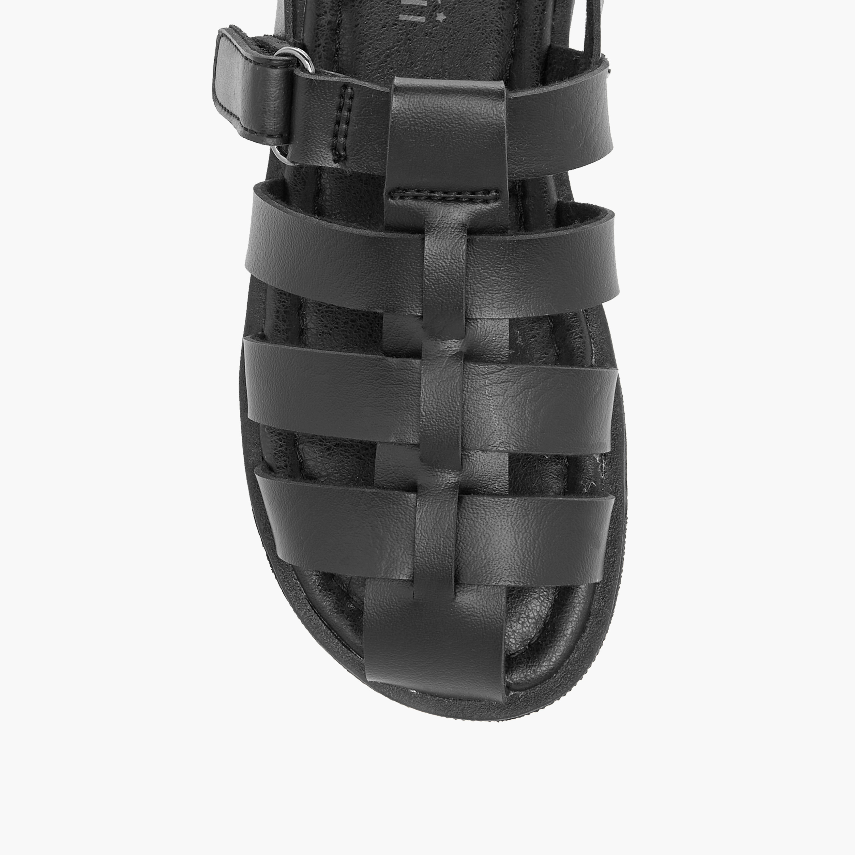 Mister Duchini Solid Cage Sandals with Hook and Loop Closure-boys-shoes-sandals-image-3