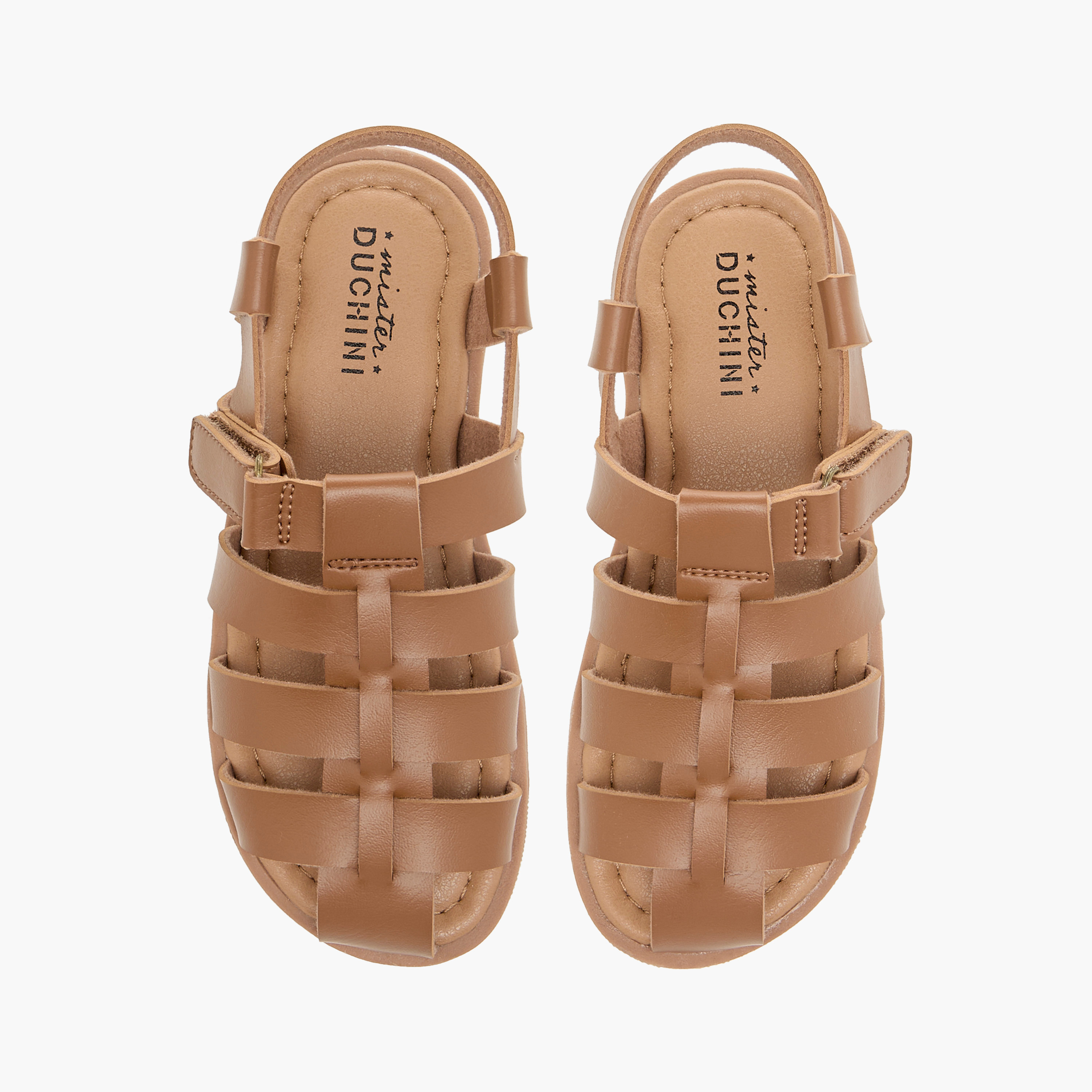 Mister Duchini Solid Cage Sandals with Hook and Loop Closure-boys-shoes-sandals-image-1