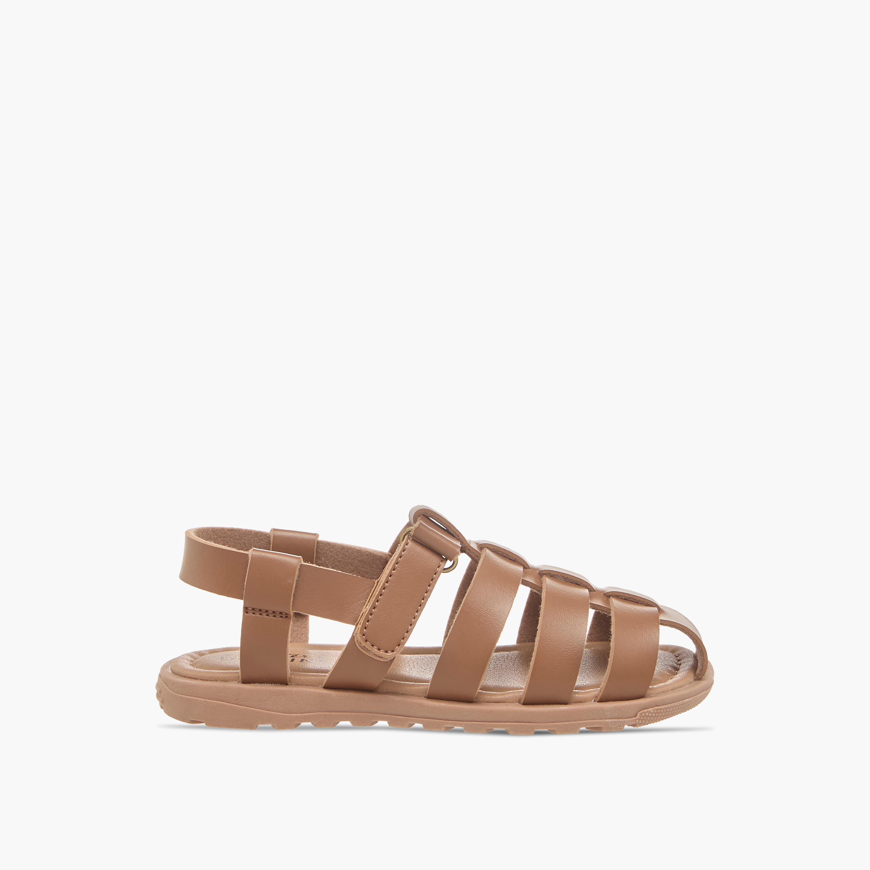 Mister Duchini Solid Cage Sandals with Hook and Loop Closure-boys-shoes-sandals-image-2