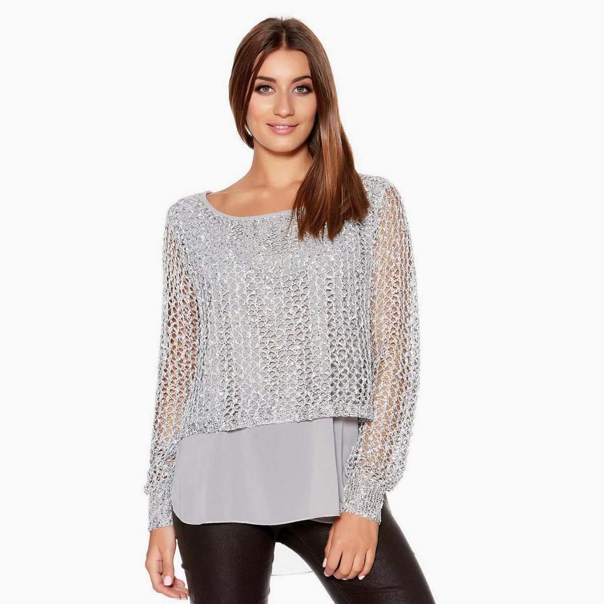 Quiz Sequins Chiffon Hem Jumper-women-clothing-cardigansandjumpers-jumpers-image-1