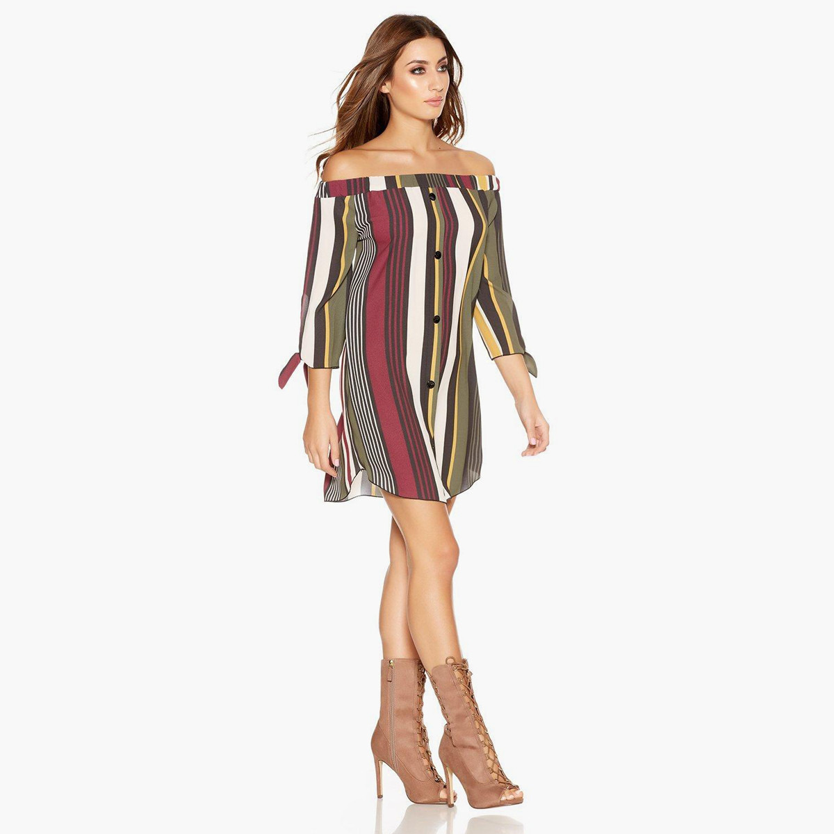 Quiz Stripes Button Front Dress-women-clothing-dresses-image-3
