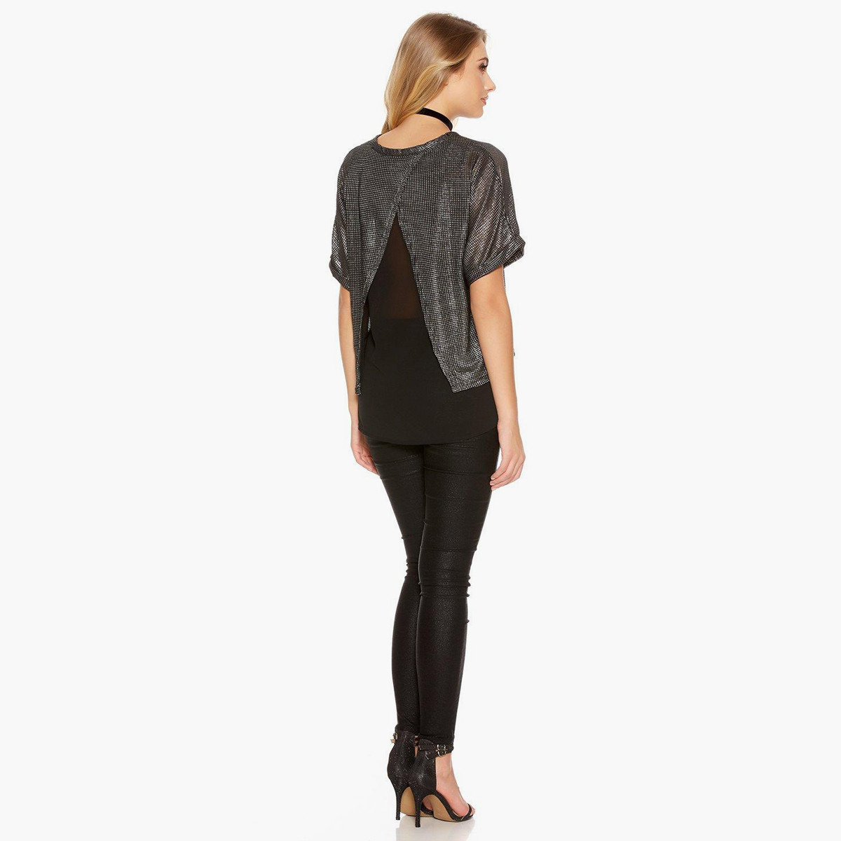 Quiz Metalic Detail T-Shirt-women-clothing-tshirts-image-2