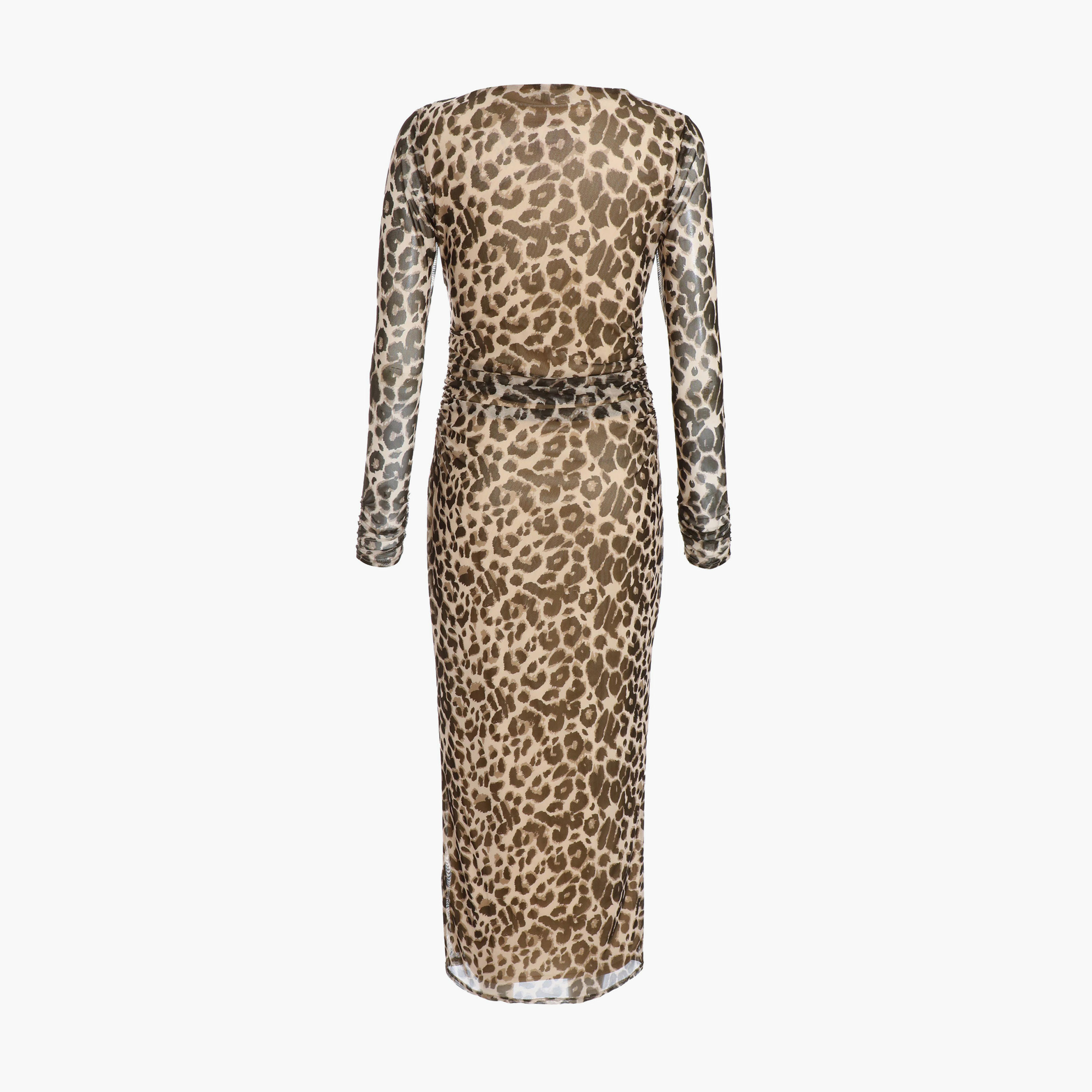 كويز-  فستان ميداكسي بأكمام طويلة من القماش الشبكي بطبعة جلد النمر-women-clothing-dresses-image-6