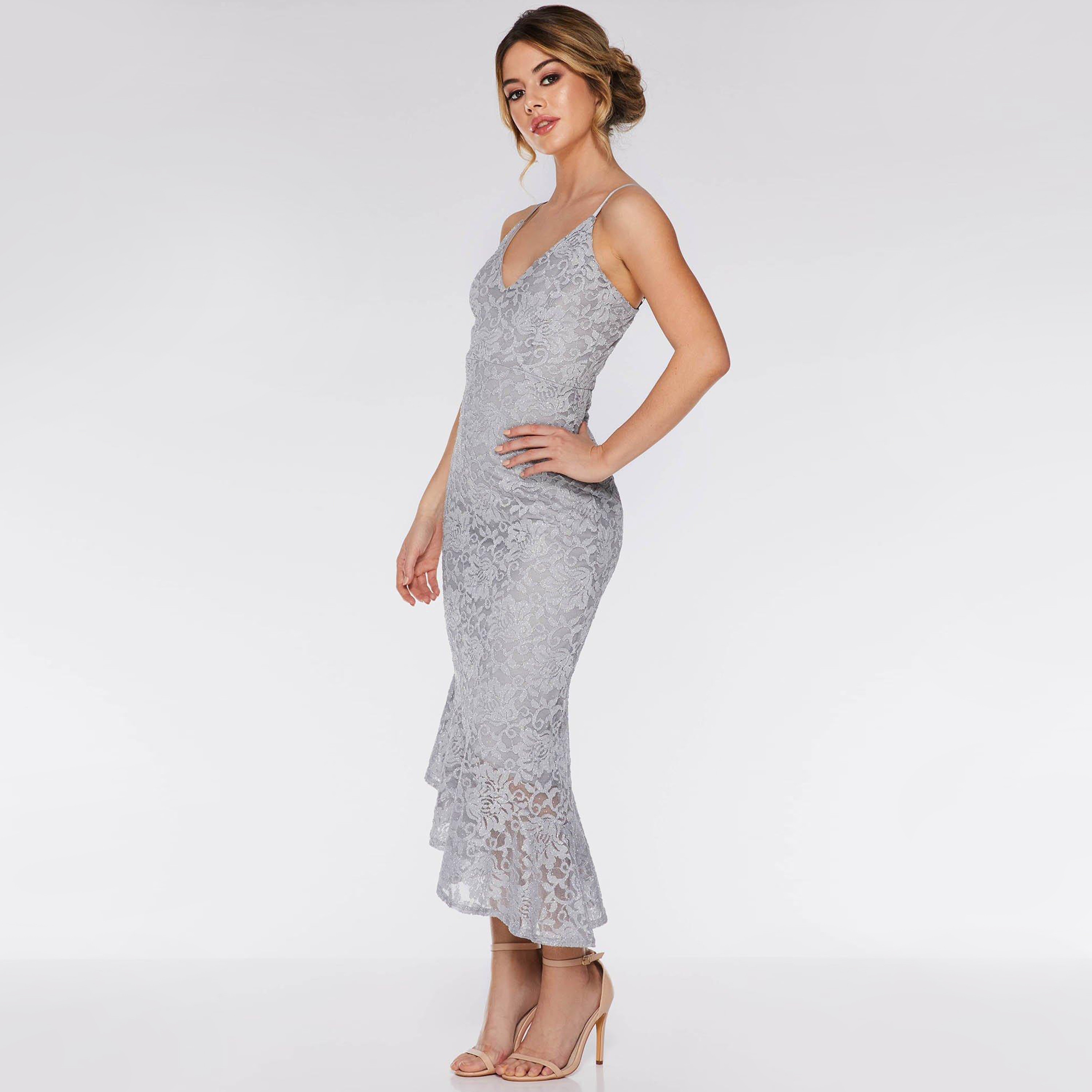 Quiz grey lace dress hotsell