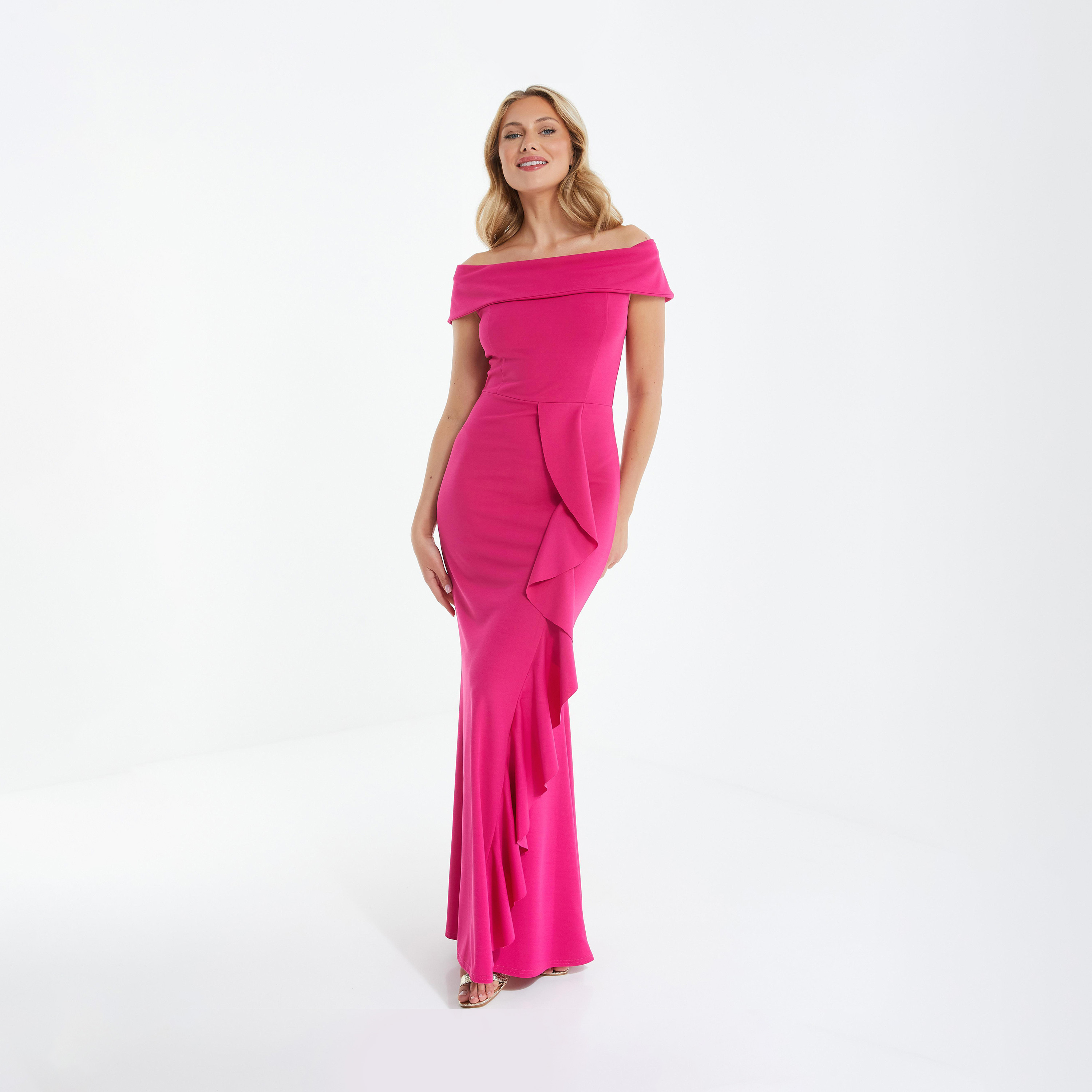 كويز- فستان سهرة طويل باردو كريب-women-clothing-dresses-image-1