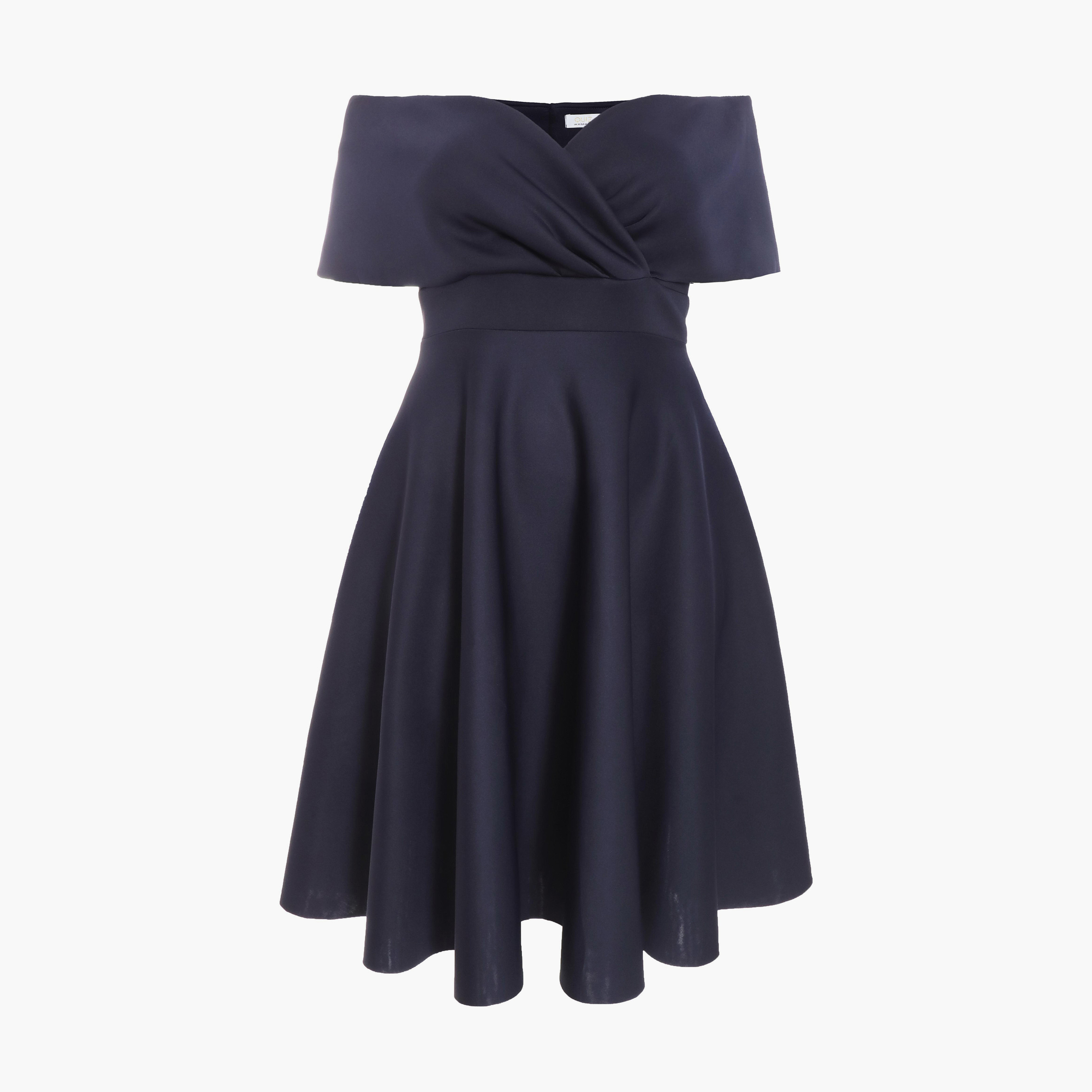 كويز- فستان متوسط ​​الطول سكوبا باردو  لون الأزرق الداكن-women-clothing-dresses-image-5