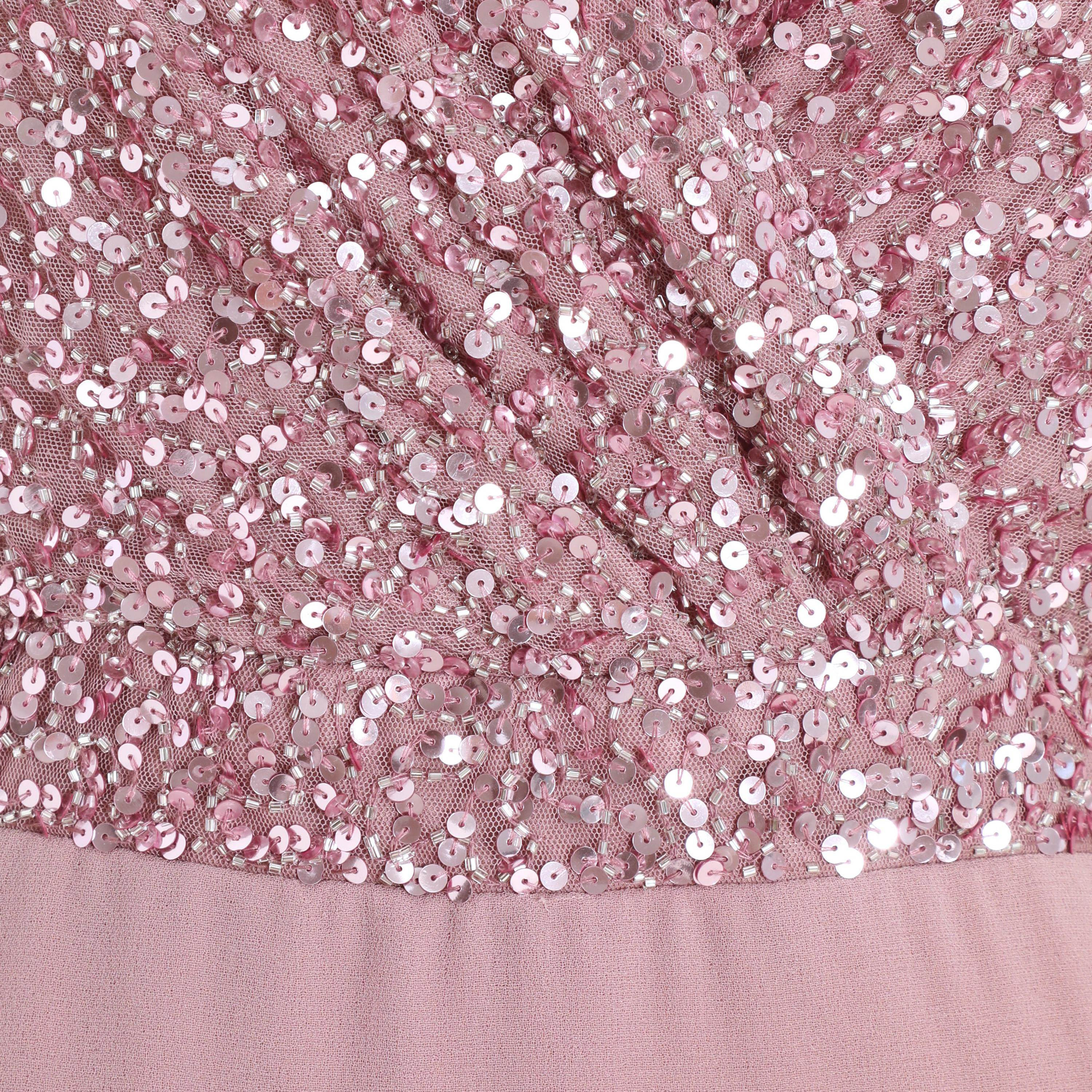 Quiz Pink Sequins Wrap Slit Evening Dress in Chiffon-women-clothing-dresses-image-3
