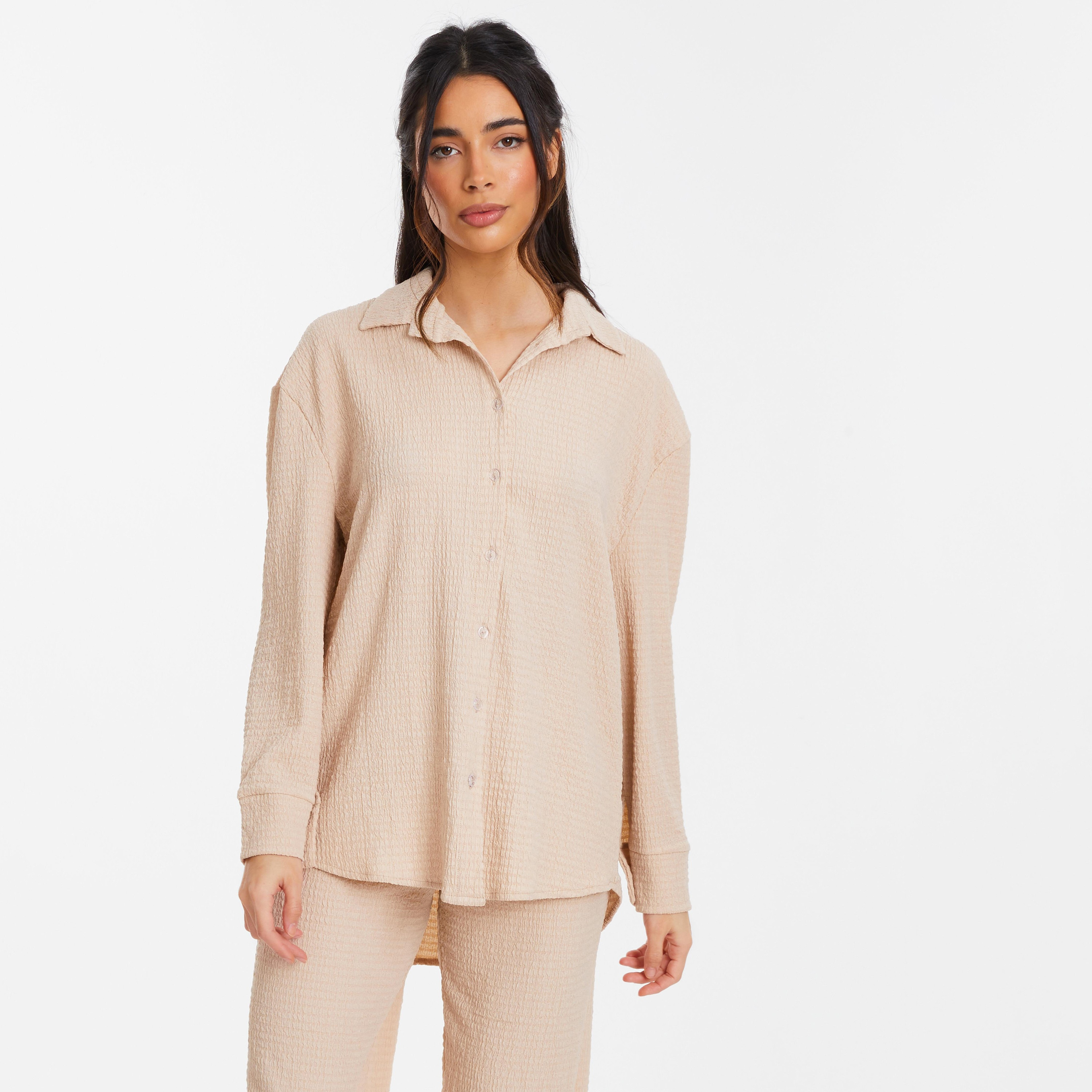 Quiz Textured Classic Collar Long Sleeves Shirt-women-clothing-shirtsandblouses-blouses-image-1