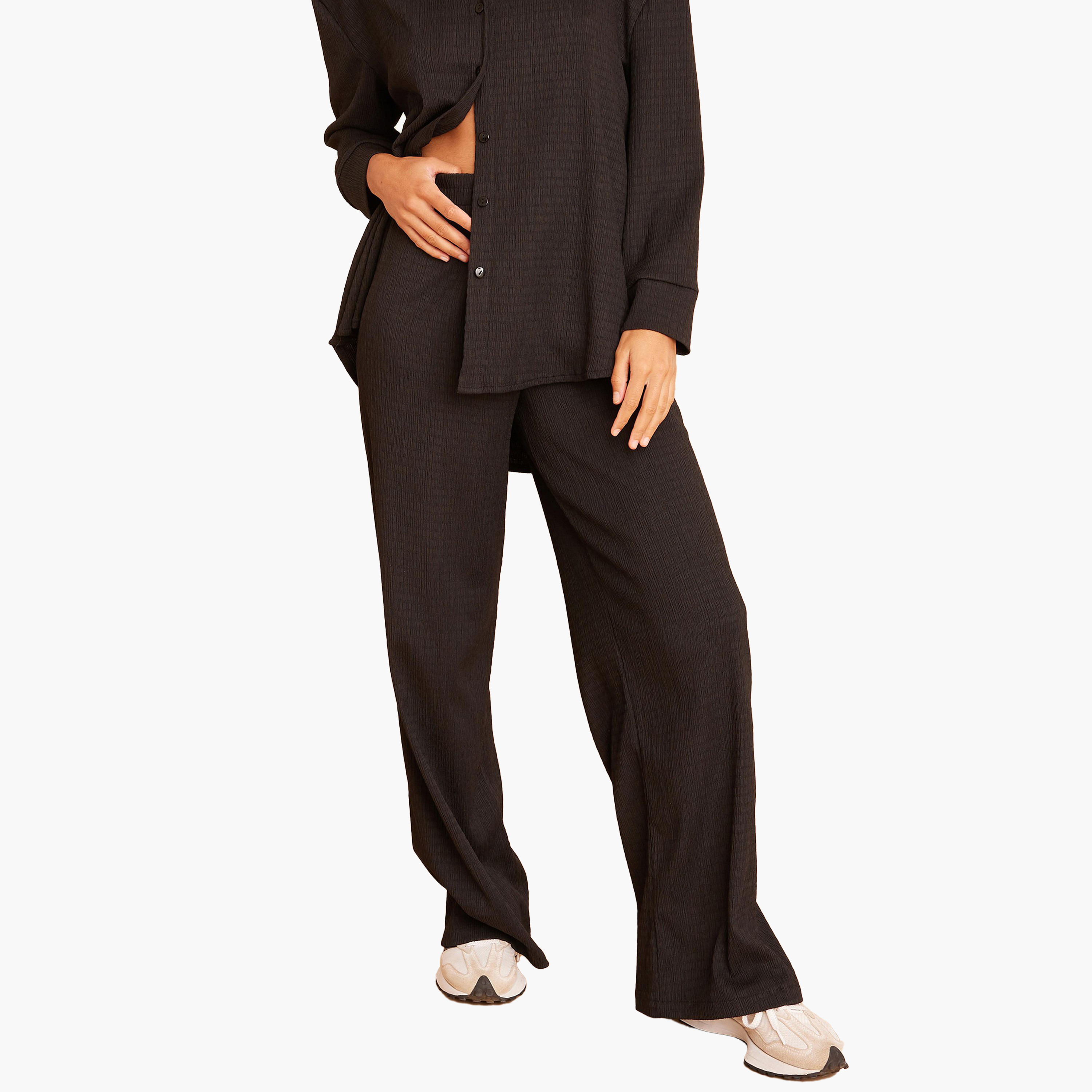 Quiz Textured High-Rise Palazzo Trousers-women-clothing-bottoms-trousers-image-1