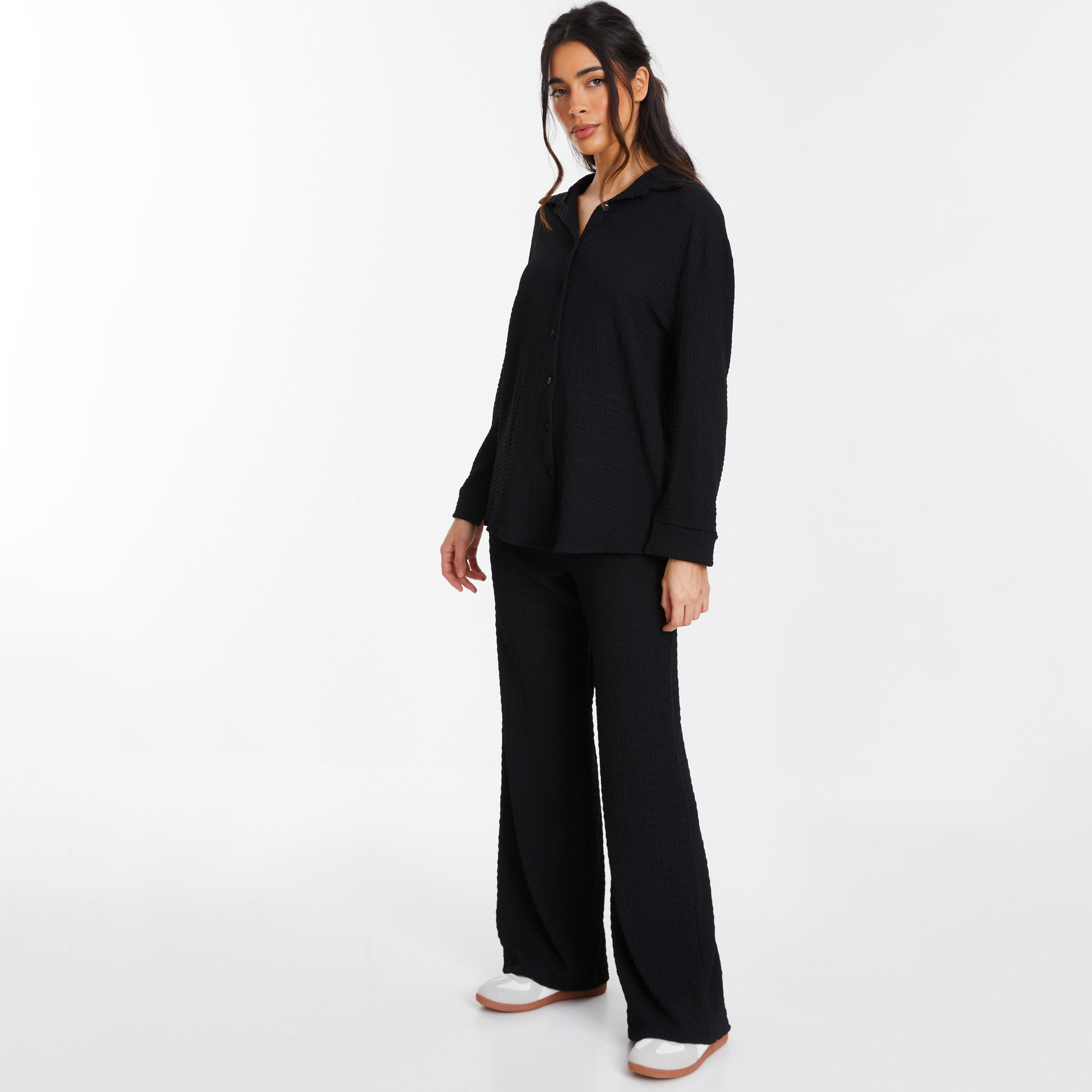 Quiz Textured High-Rise Palazzo Trousers-women-clothing-bottoms-trousers-image-2