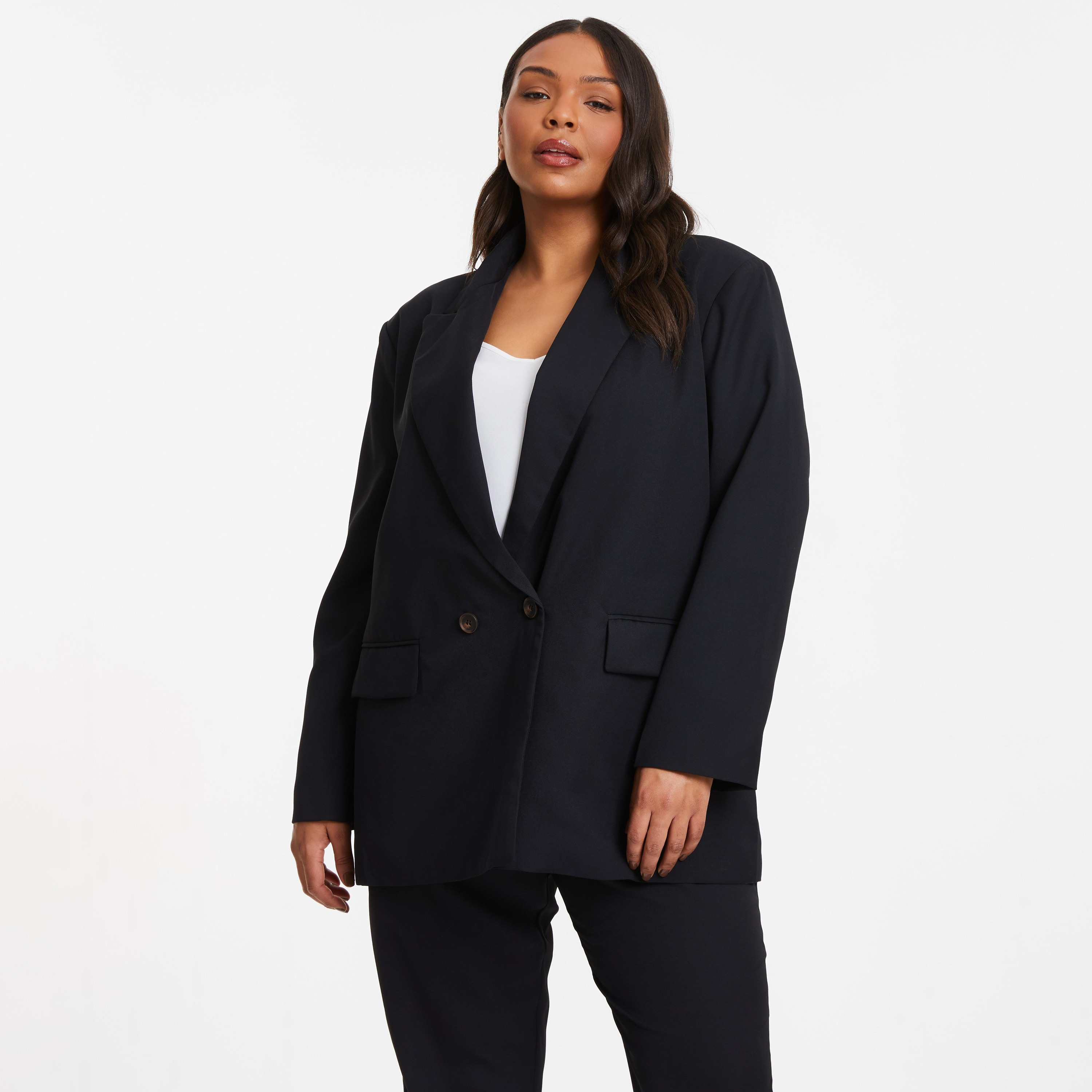 Quiz Plain Oversized Single Breasted Tailored Blazer-women-clothing-coatsandjackets-blazers-image-1