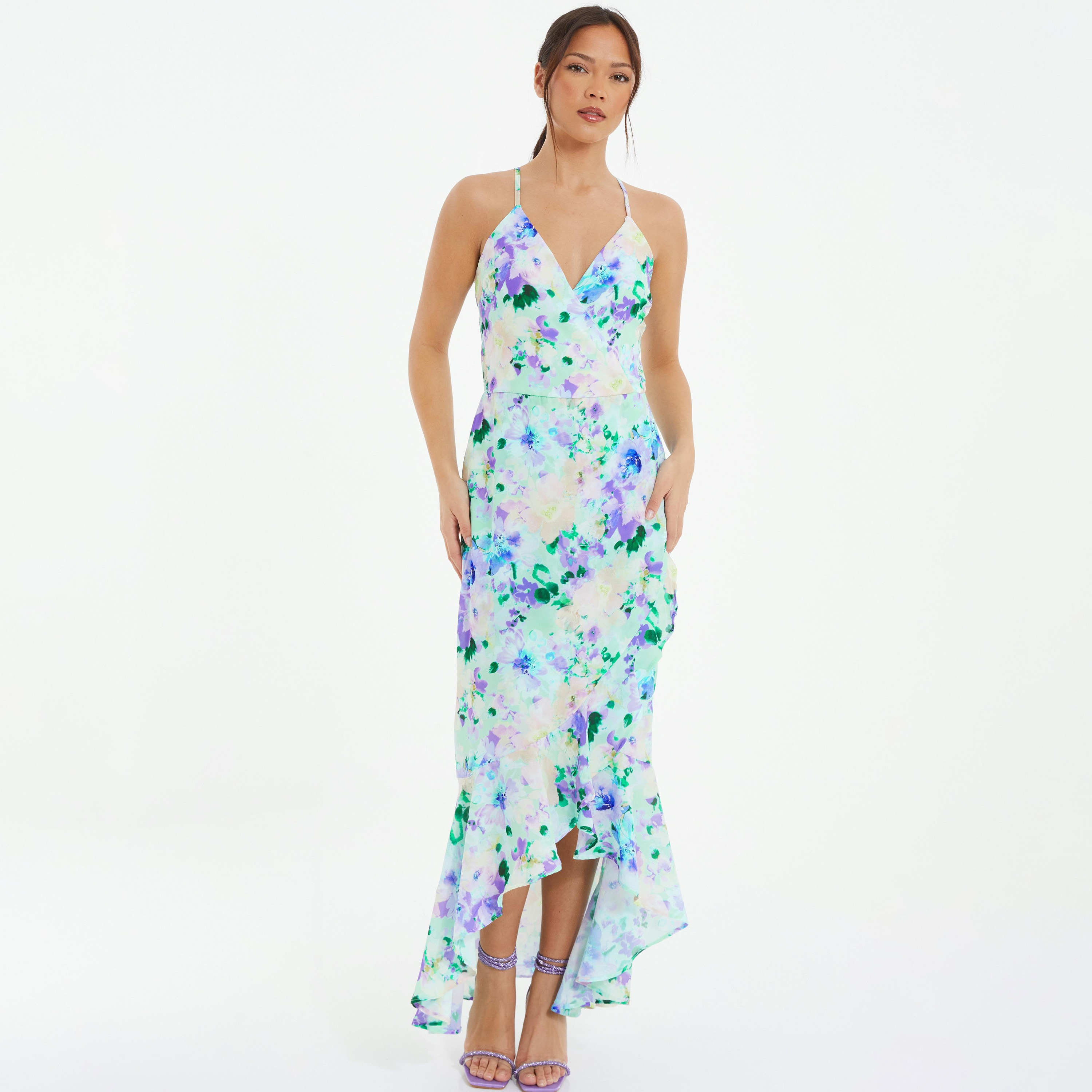 Quiz Multicolour Floral Shoulder Straps Wrap Maxi Dress in Crepe-women-clothing-dresses-image-1