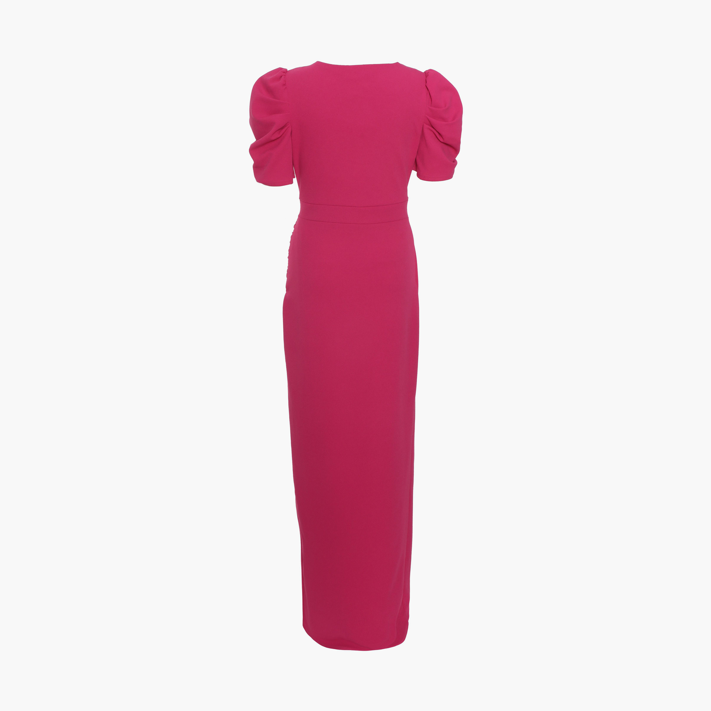 Quiz Fuschia Pink Scuba Crepe Puff Sleeve Evening Maxi Dress-women-clothing-dresses-image-6