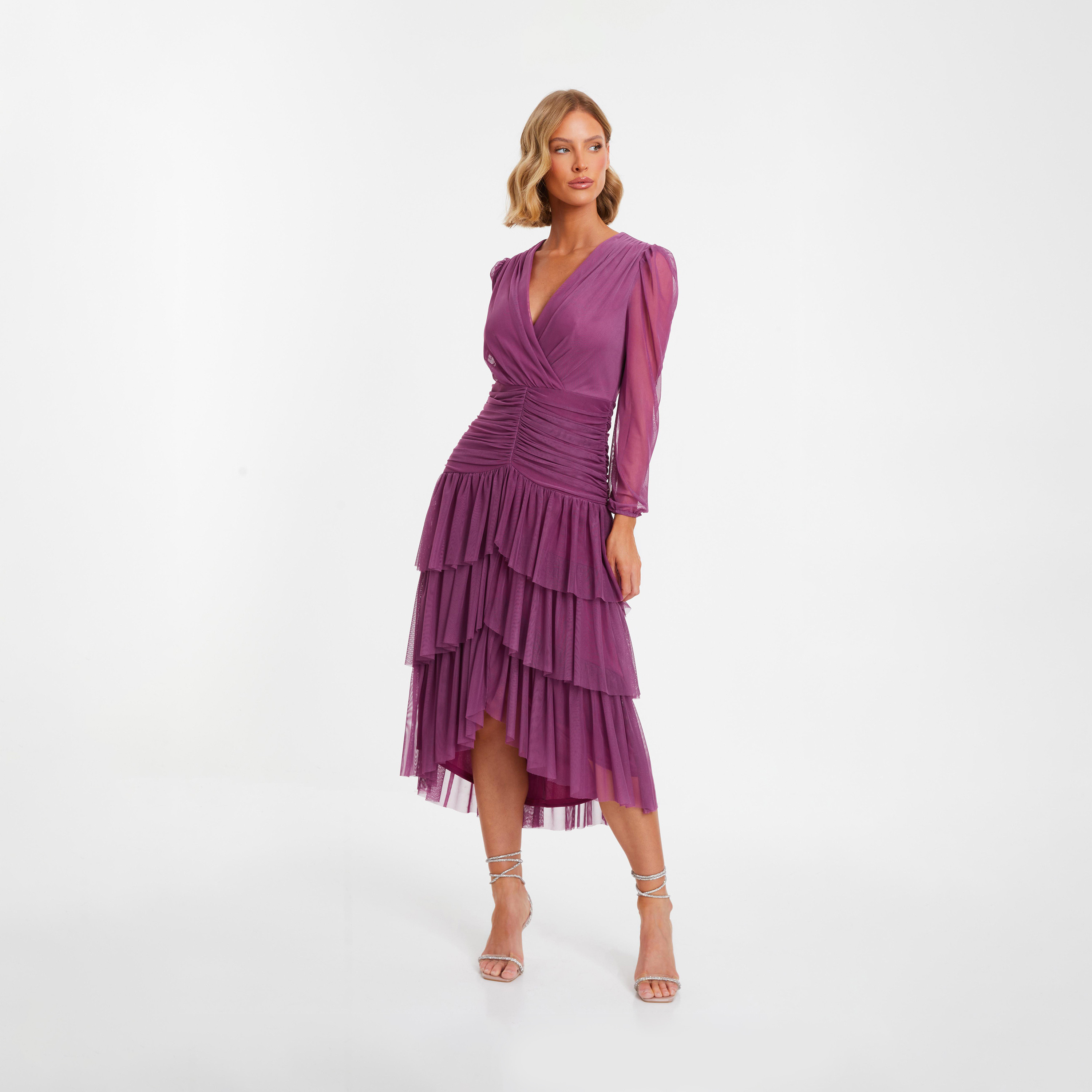 Quiz Berry Mesh Wrap Dress-women-clothing-dresses-image-1