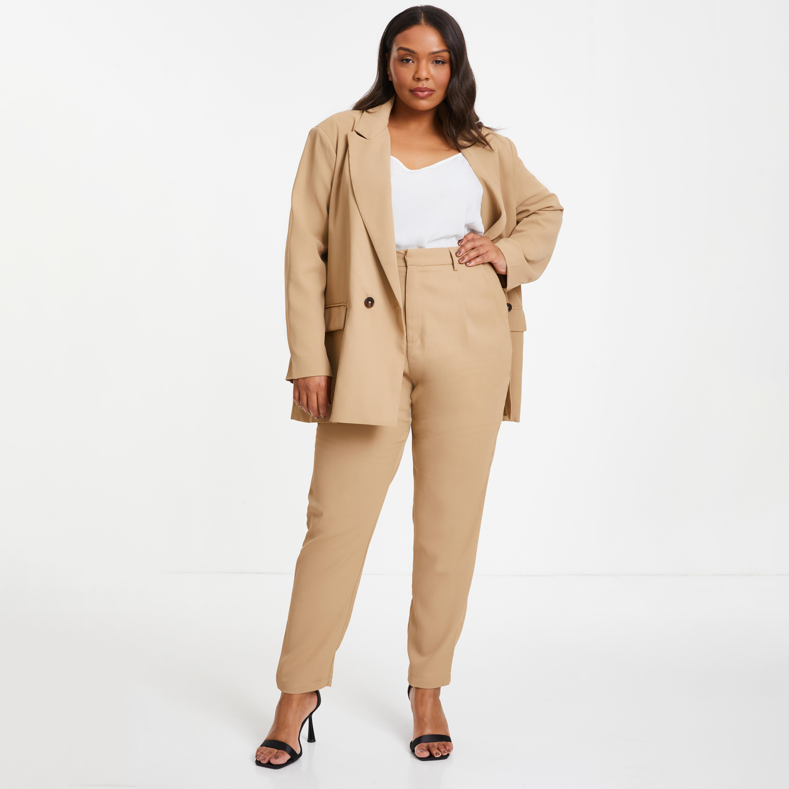 Quiz Plain High-Rise Front Pleat Tailored Trousers-women-clothing-bottoms-trousers-image-2