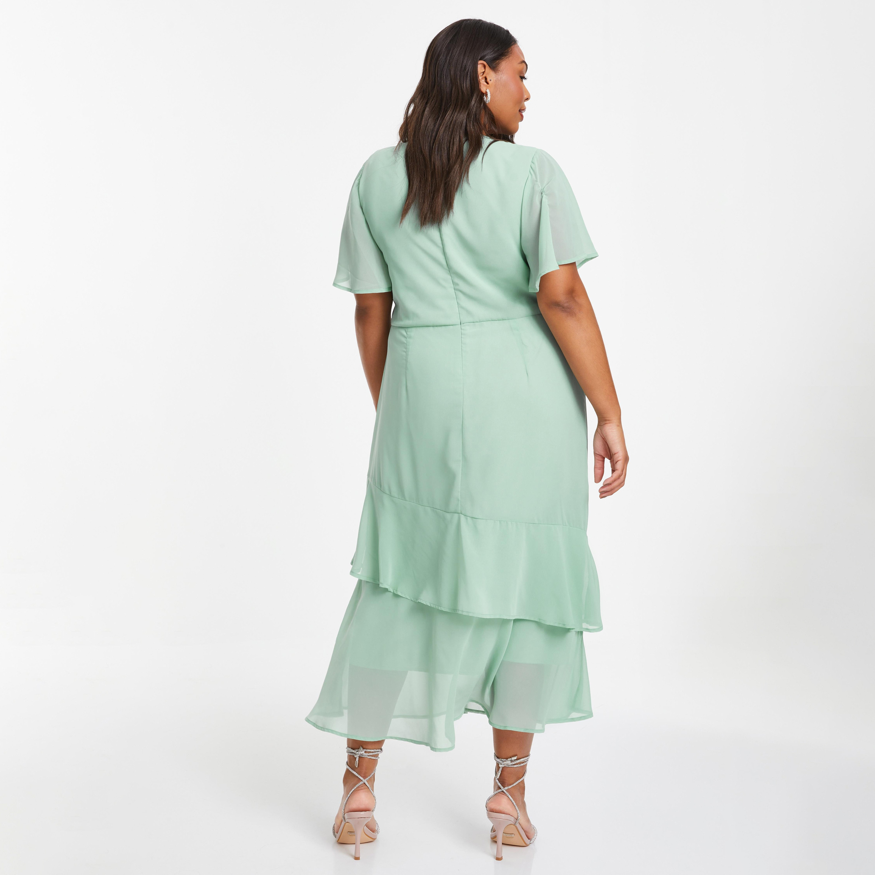 فستان ماكسي ذو شيفون بلون أخضر مع متعدد الطبقات من كويز-women-clothing-dresses-image-4