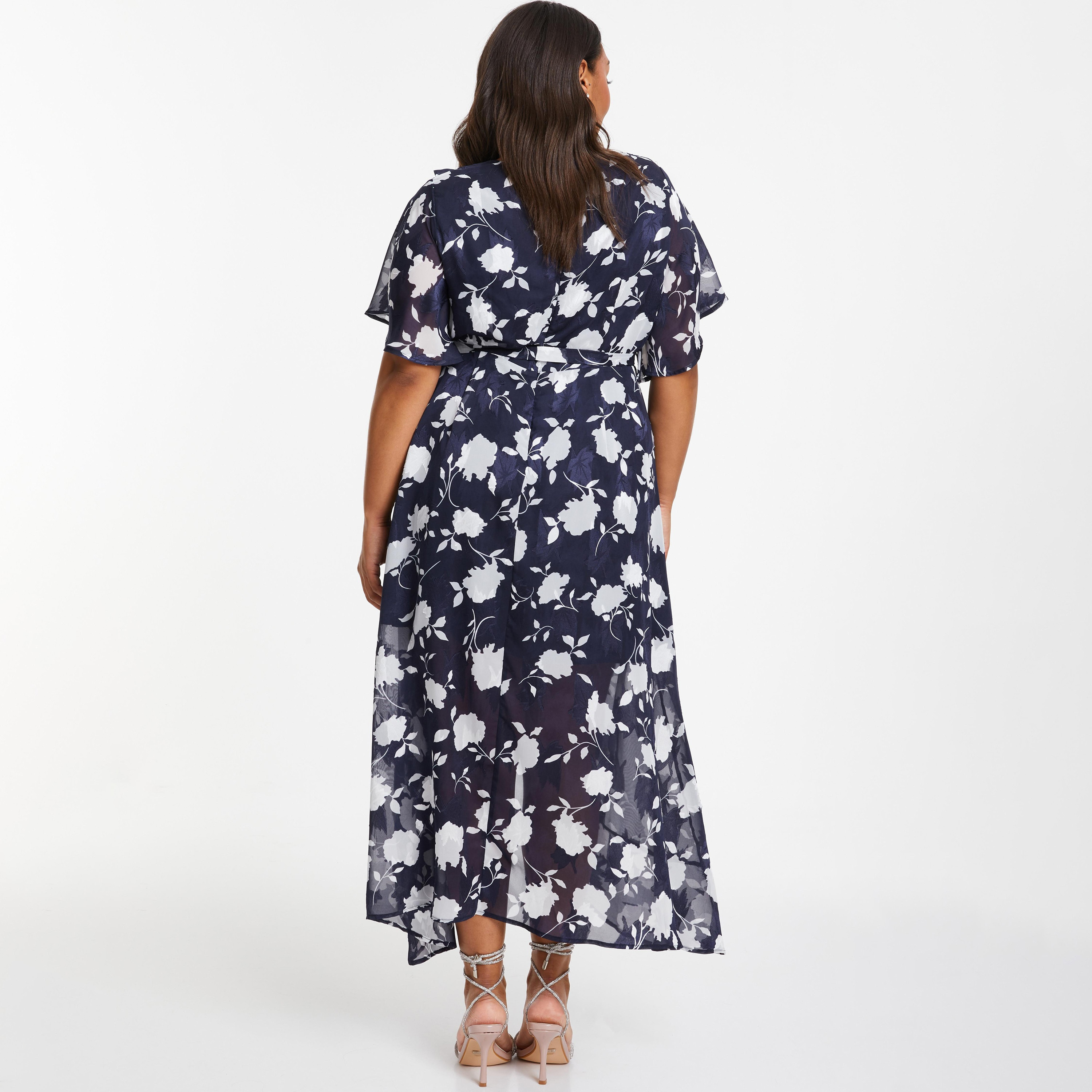 فستان ميدي ملفوف بالزهور بلون أزرق من كويز-women-clothing-dresses-image-4