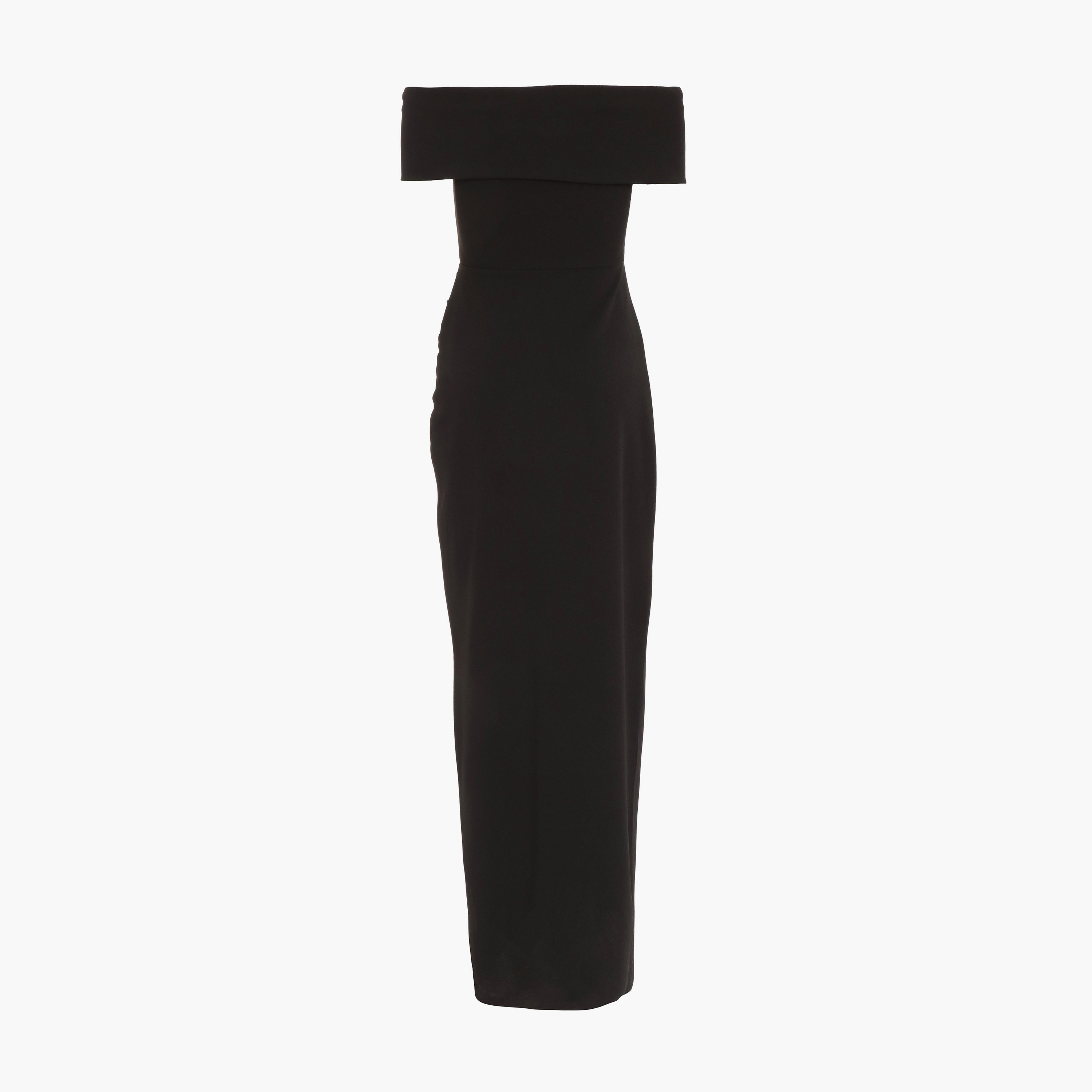 Quiz Black Scuba Crepe Bardot Evening Maxi Dress-women-clothing-dresses-image-5