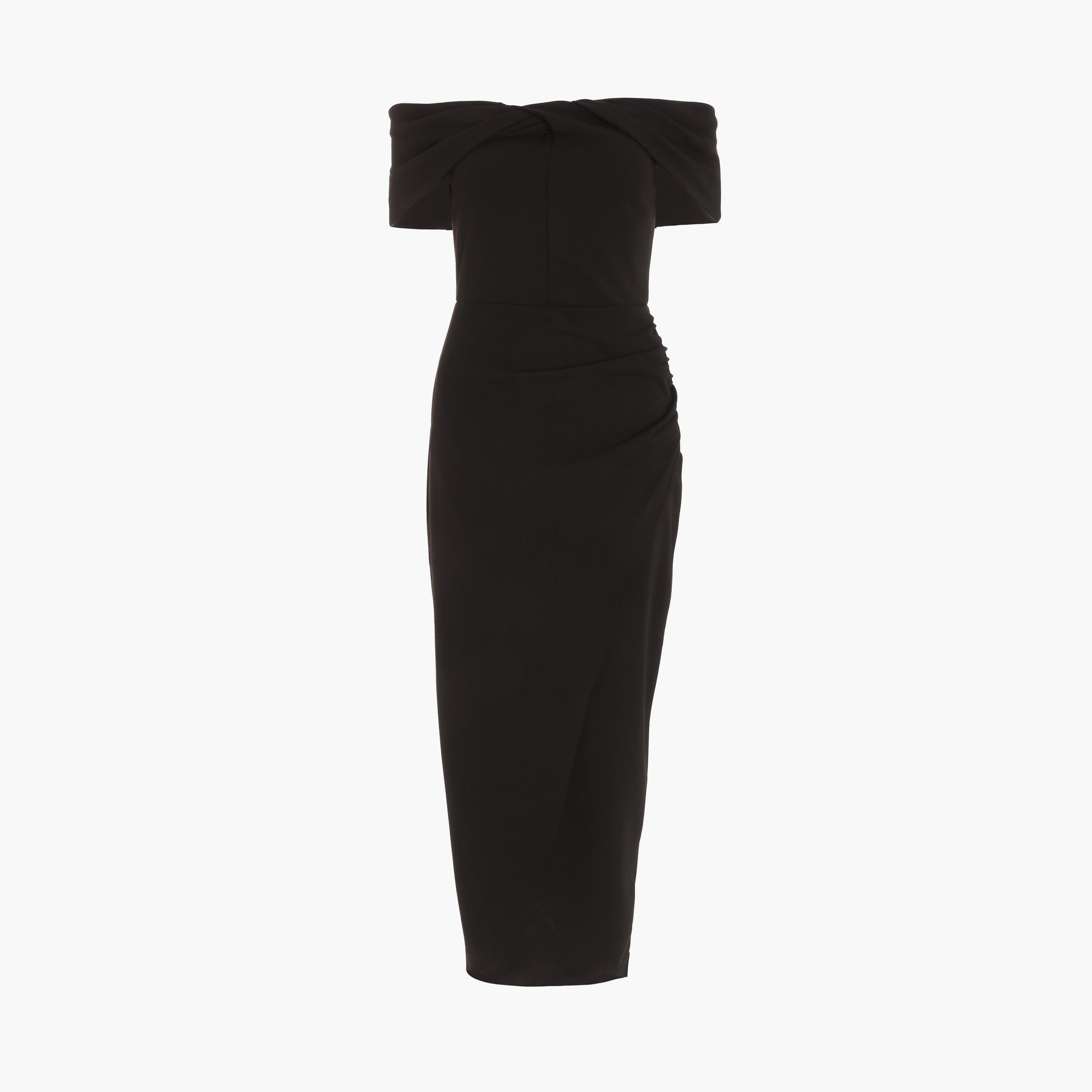 كويز- فستان سهرة ماكسي من كريب باردو أسود -women-clothing-dresses-image-6