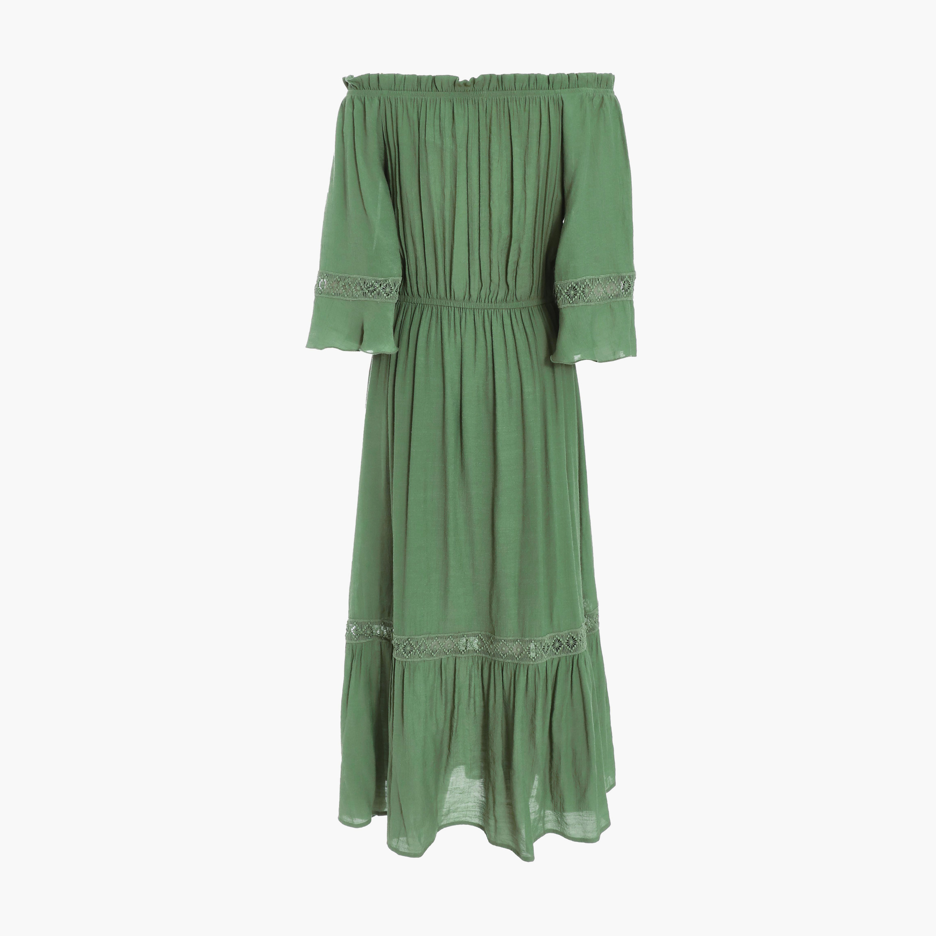 Quiz Khaki Bardot Crochet Insert Maxi Dress-women-clothing-dresses-image-6