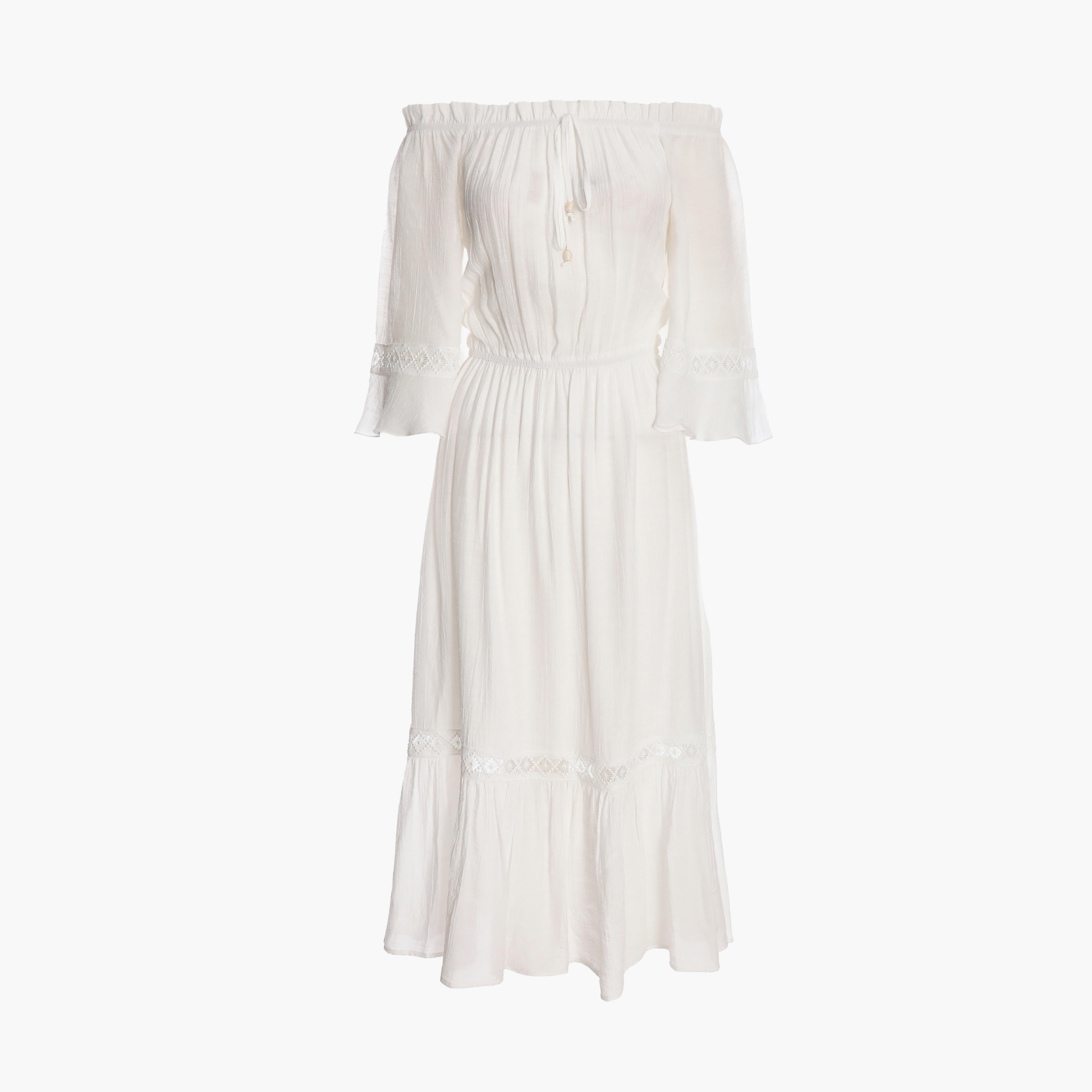 Quiz White Bardot Crochet Insert Maxi Dress-women-clothing-dresses-image-5