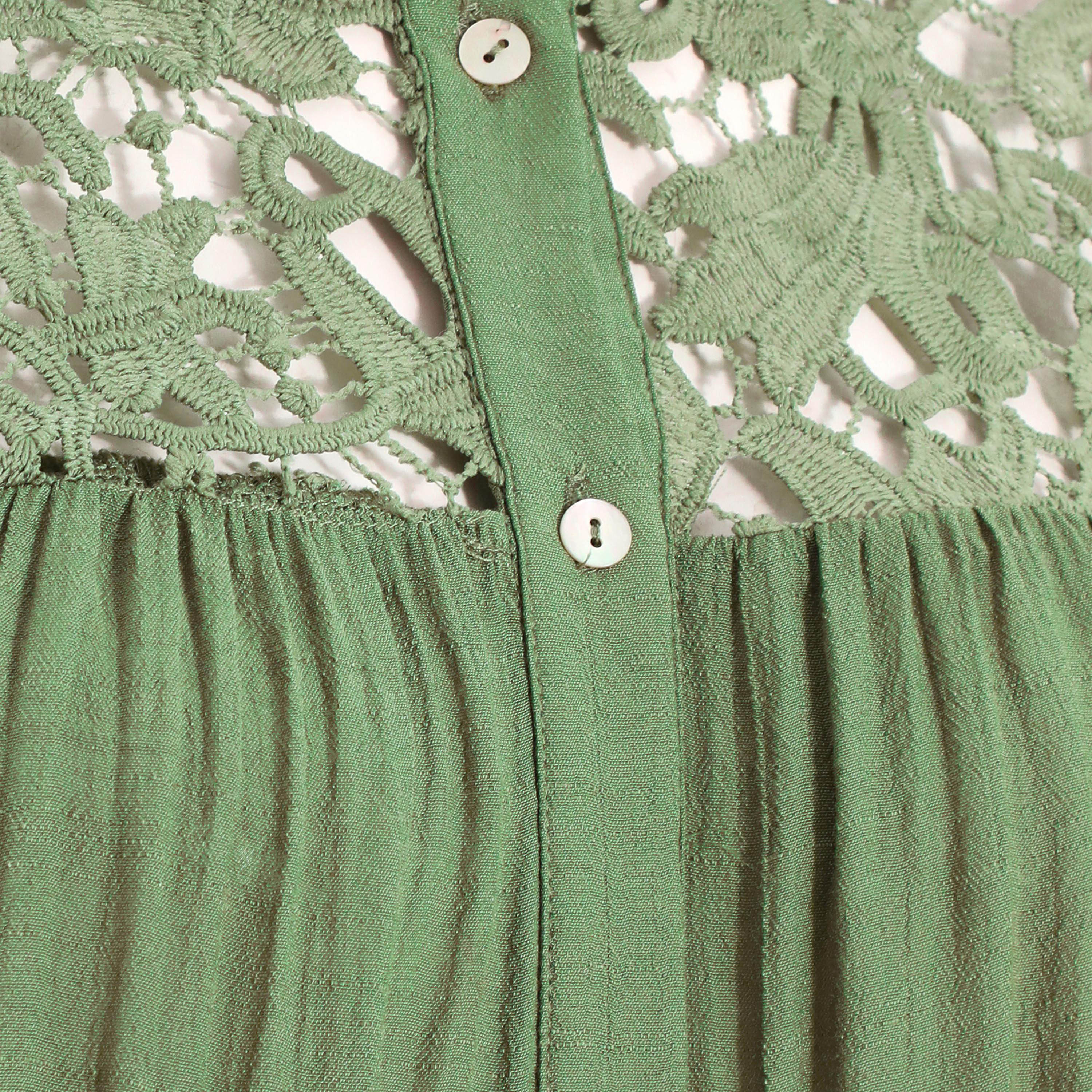 كويز- فستان قصير بحشوة كروشيه كاكي-women-clothing-dresses-image-4