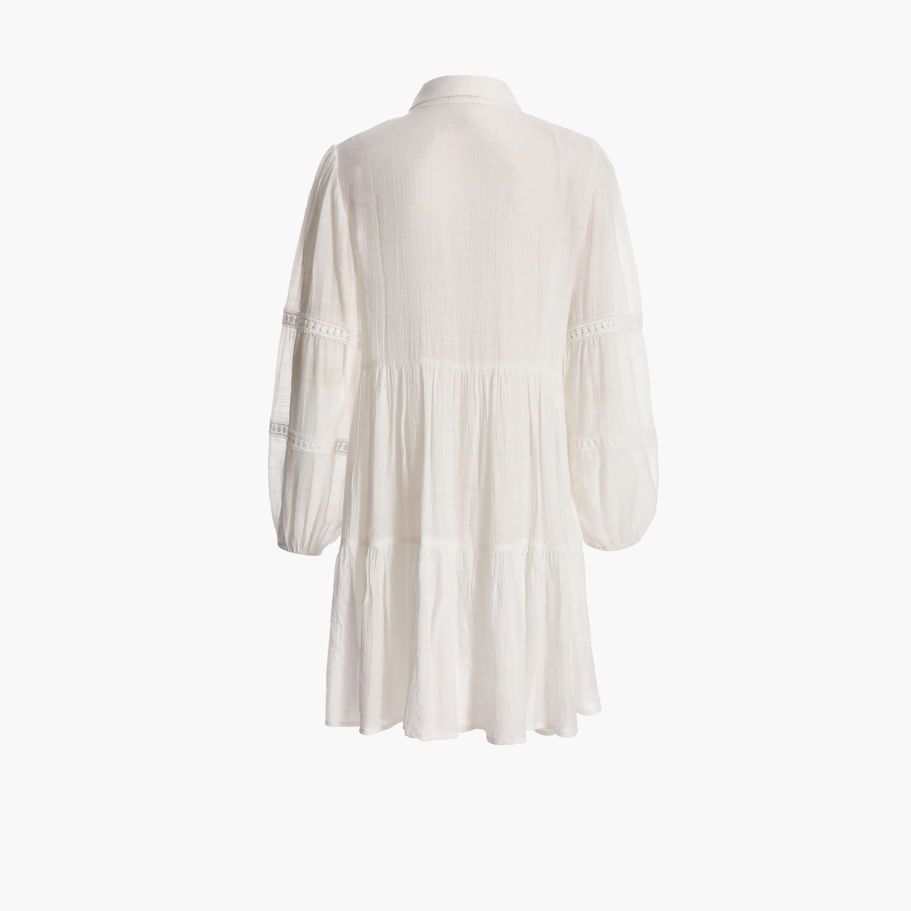 كويز- فستان قصير ببطانة كروشيه أبيض -women-clothing-dresses-image-6