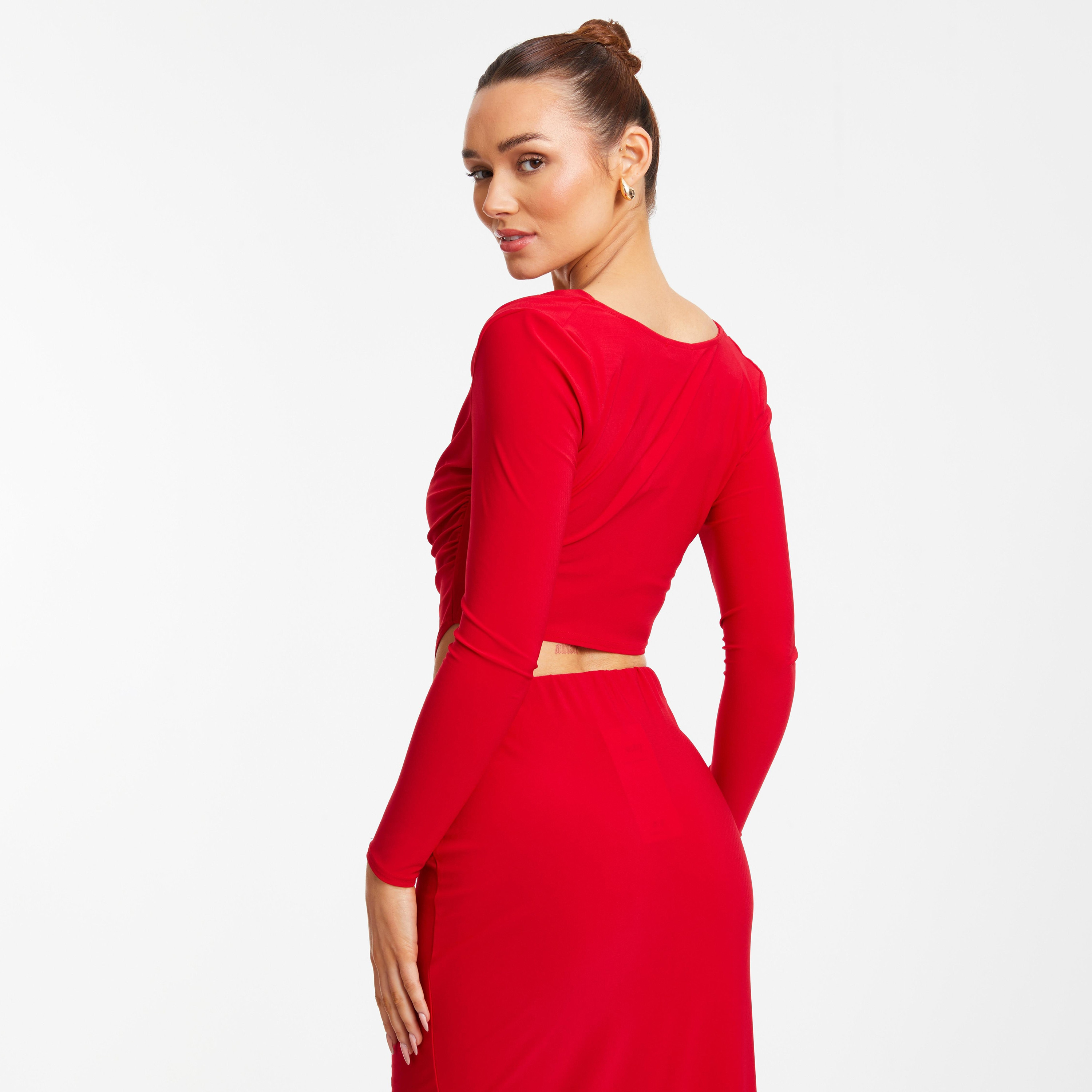 Quiz Plain Cowl Neck Long Sleeves Crop Top-women-clothing-shirtsandblouses-blouses-image-4