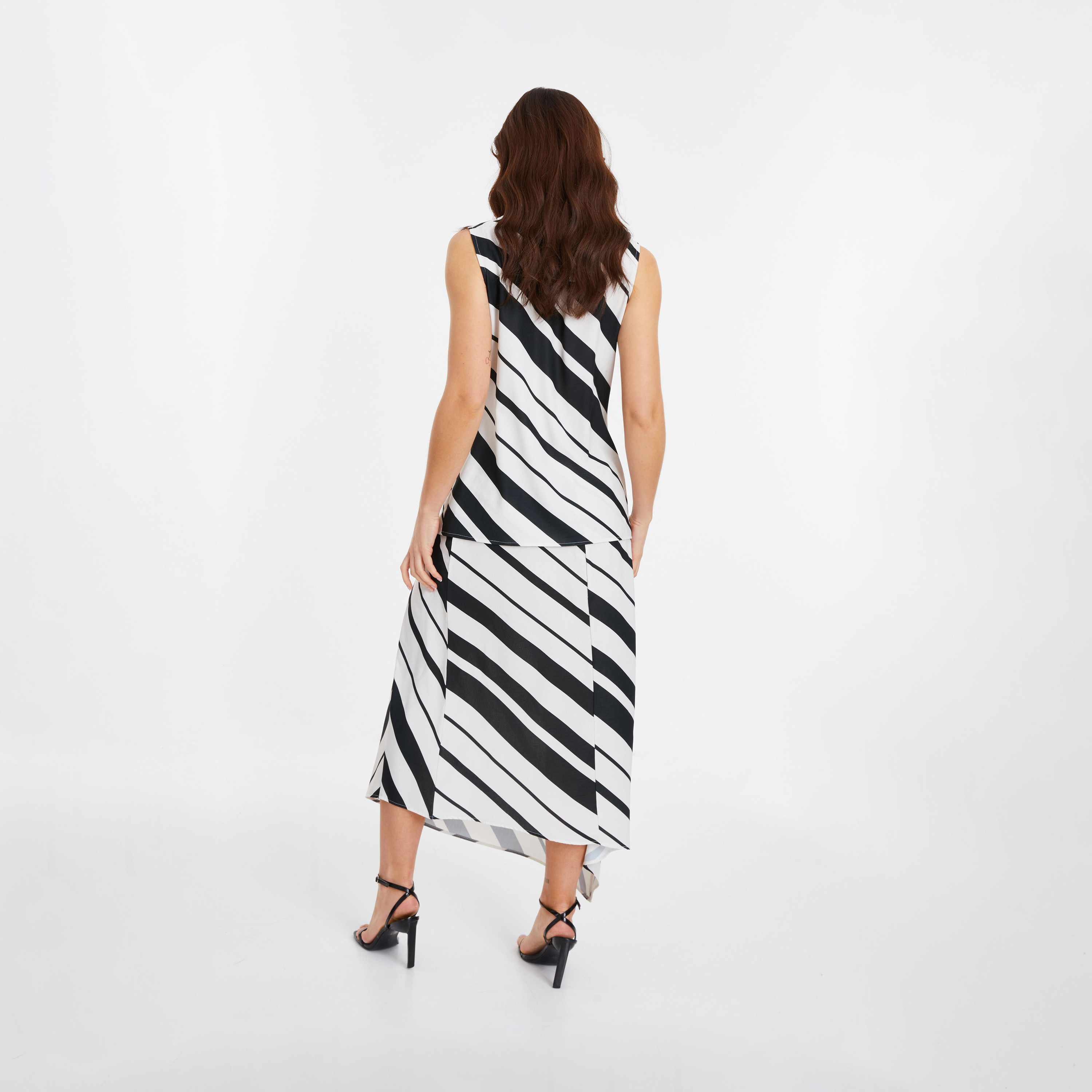 Quiz White Black Strip Asymmetric Midi Skirt-women-clothing-bottoms-skirts-image-2