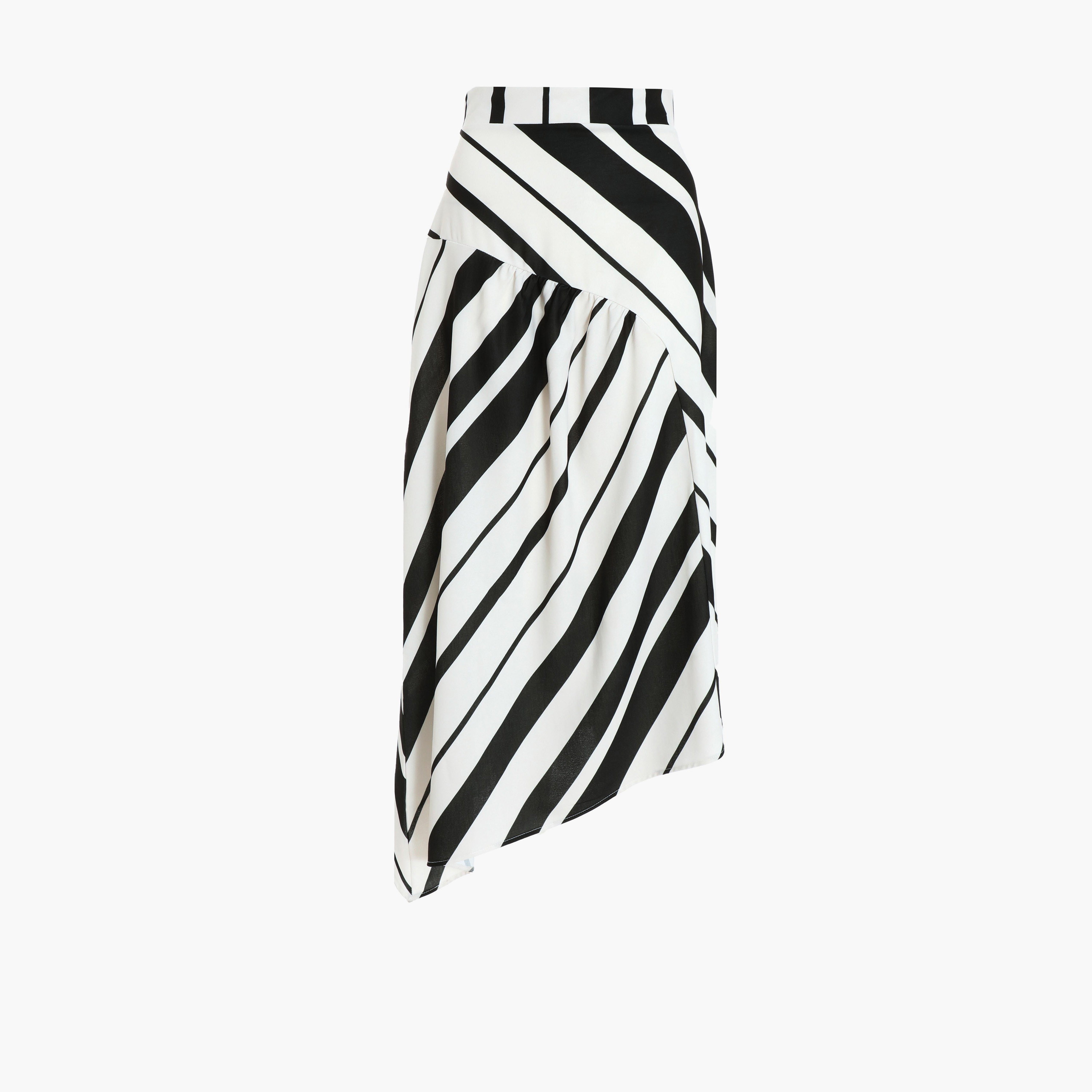 Quiz White Black Strip Asymmetric Midi Skirt-women-clothing-bottoms-skirts-image-5