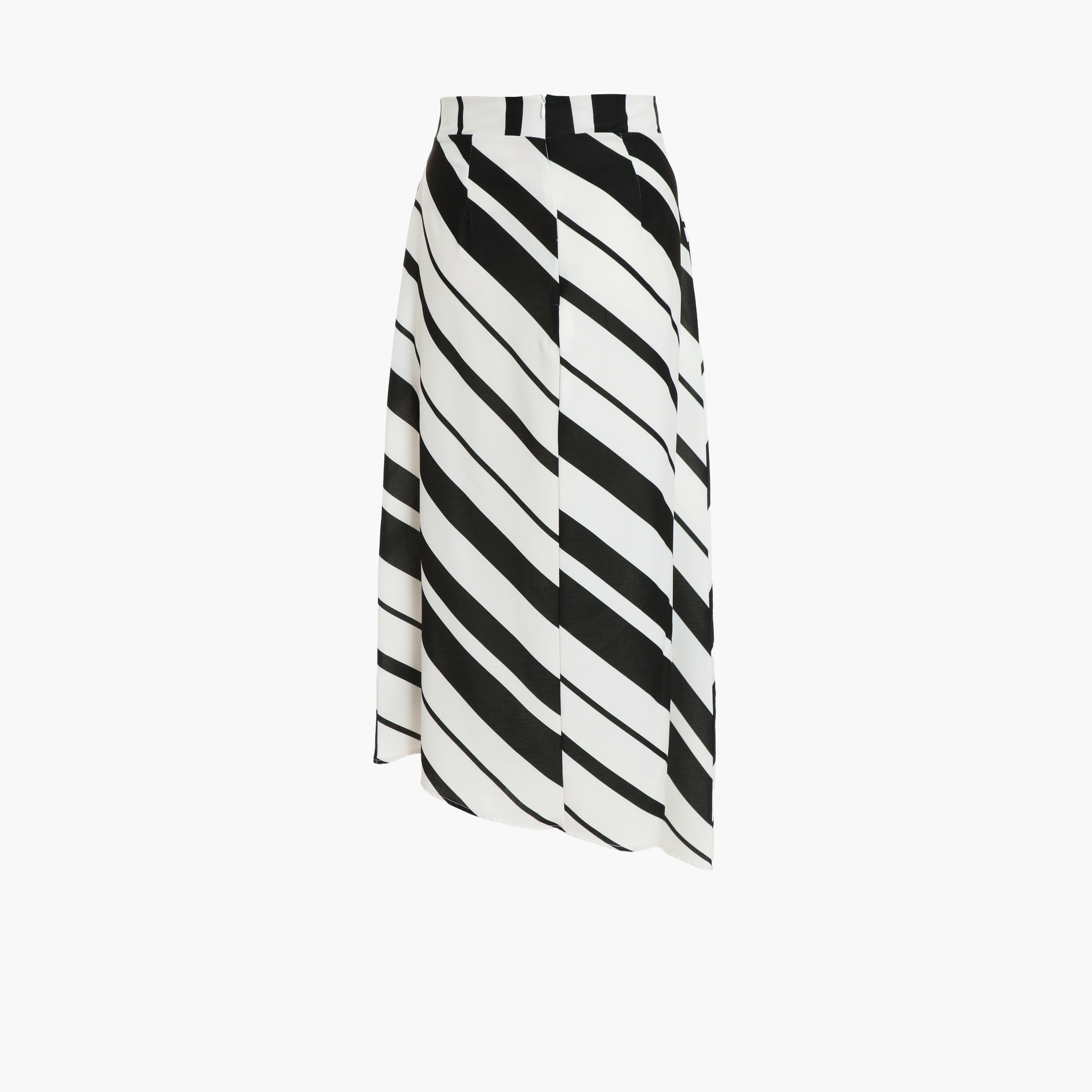 تنورة متوسطة الطول لون الأبيض والأسود -women-clothing-bottoms-skirts-image-6