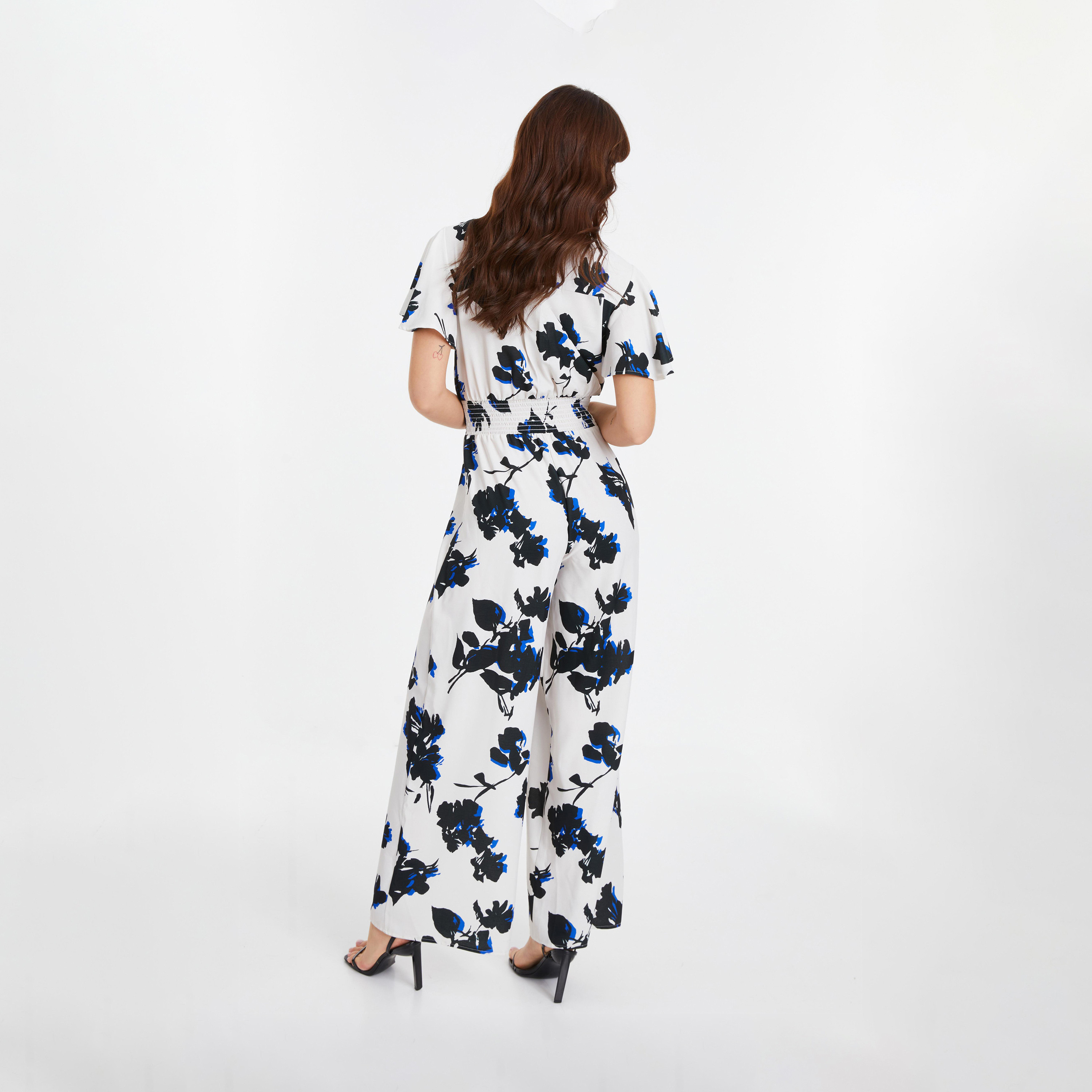 Quiz White And Cream Crepe Floral Palazzo Jumpsuit-women-clothing-jumpsuits-image-2