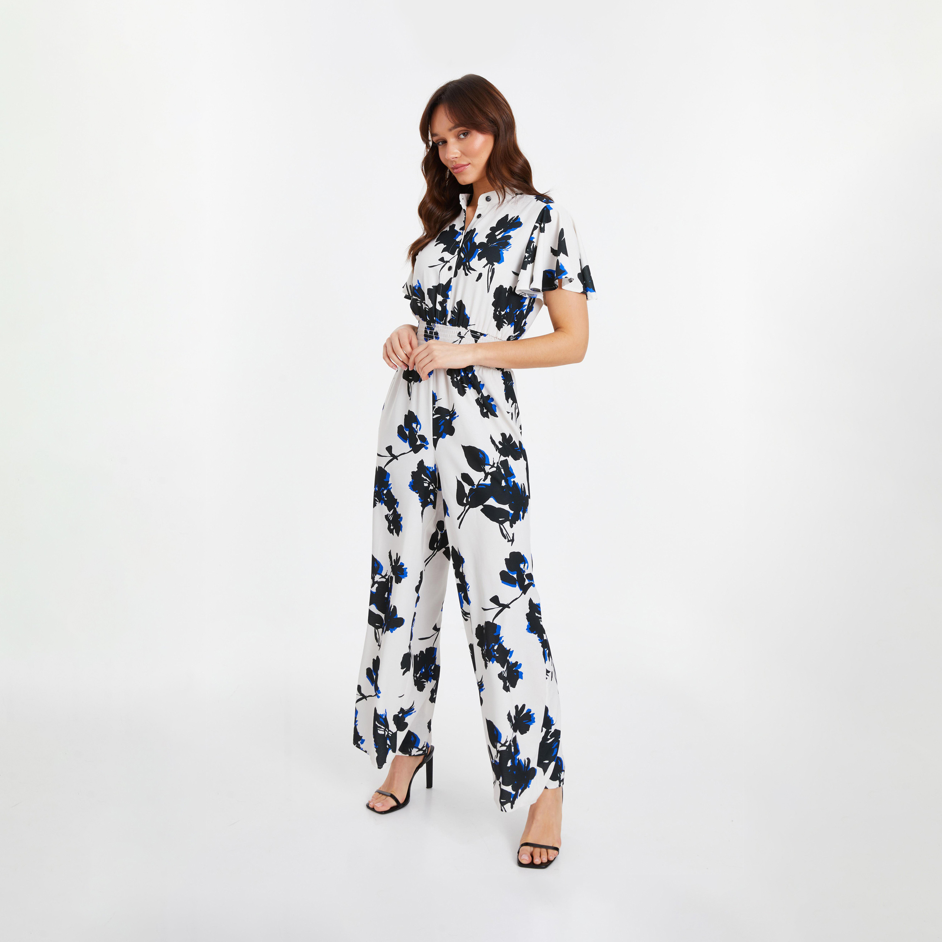 Quiz White And Cream Crepe Floral Palazzo Jumpsuit-women-clothing-jumpsuits-image-3