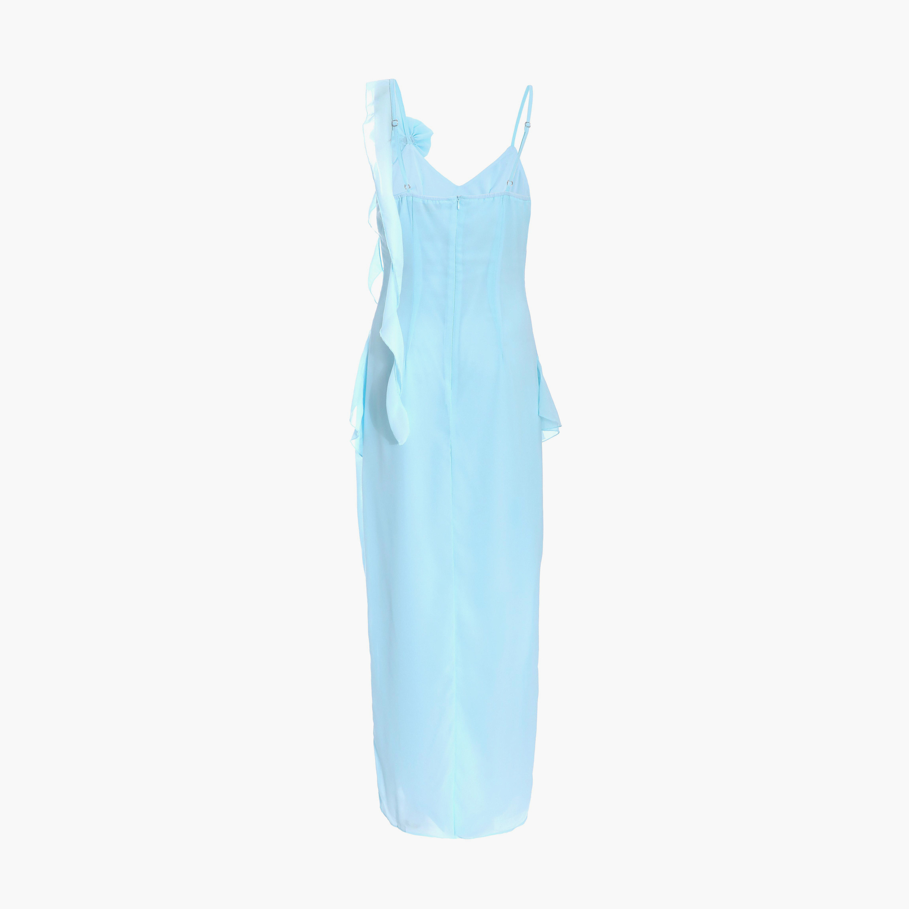 Quiz Light Blue Chiffon Frill Evening Maxi Dress -women-clothing-dresses-image-5