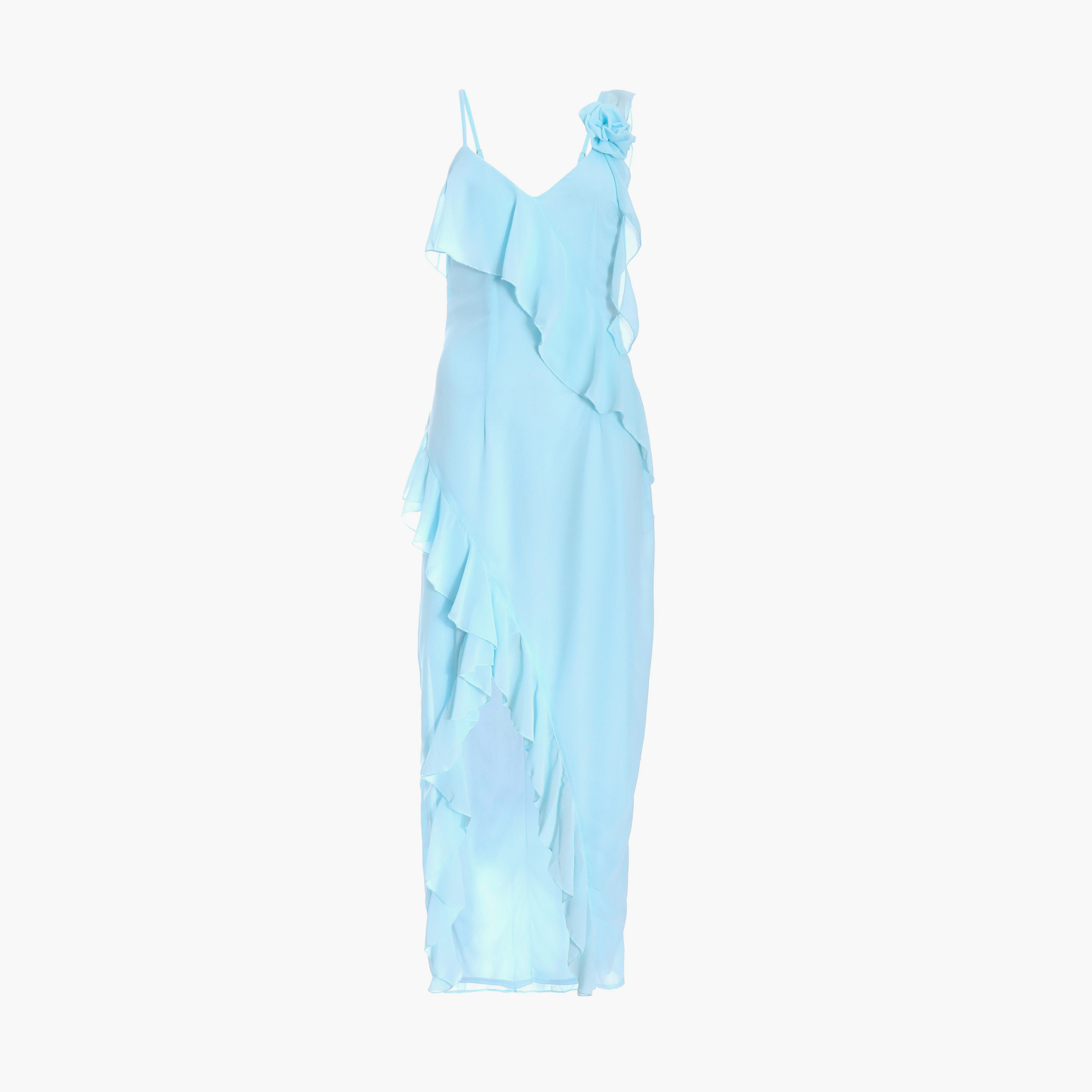 Quiz Light Blue Chiffon Frill Evening Maxi Dress -women-clothing-dresses-image-6