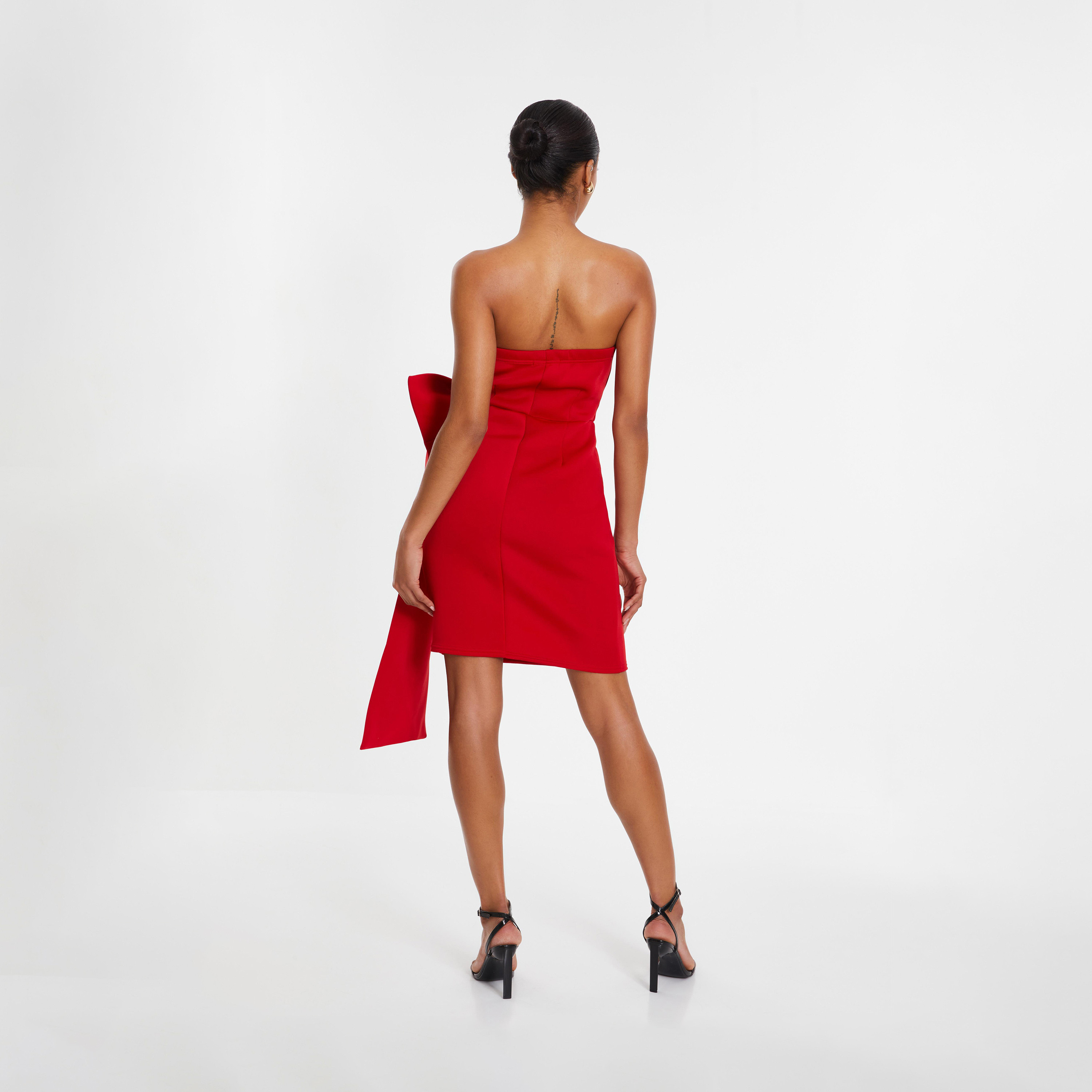 Quiz Red Scuba Bow Bodycon Dress-women-clothing-dresses-image-2