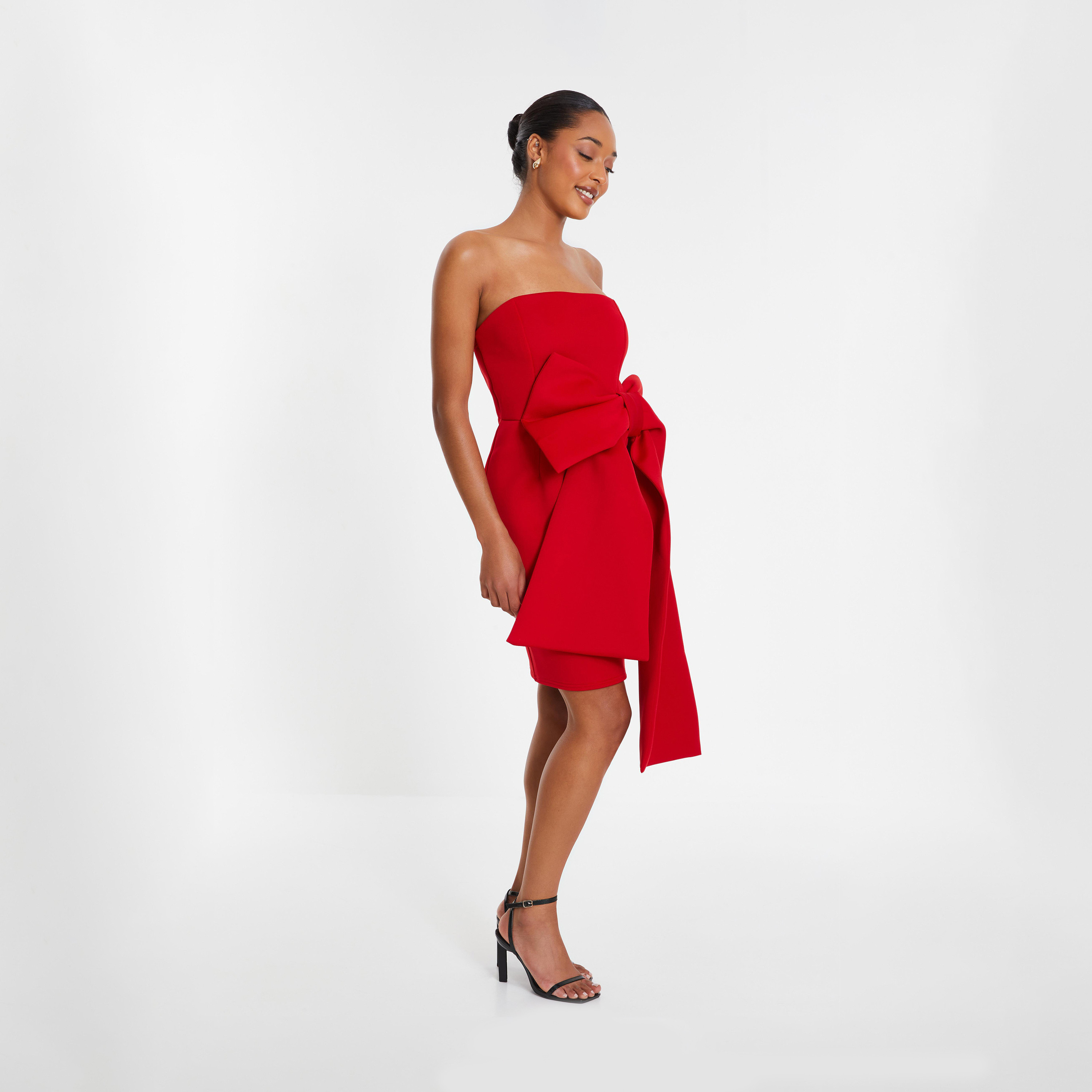 Quiz Red Scuba Bow Bodycon Dress-women-clothing-dresses-image-3