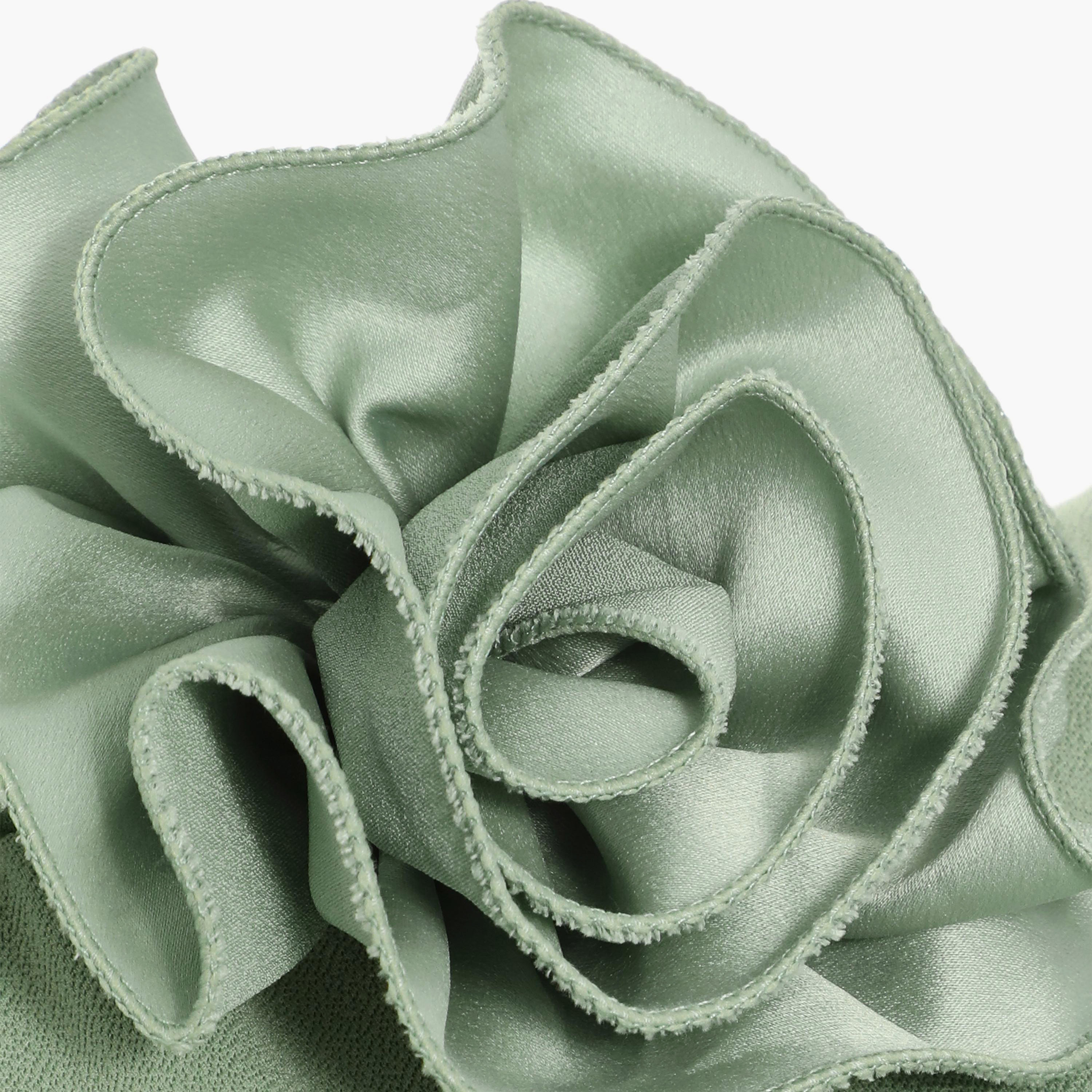 Quiz Sage Green Corsage Flower Dip Hem Midi Dress-women-clothing-dresses-image-4