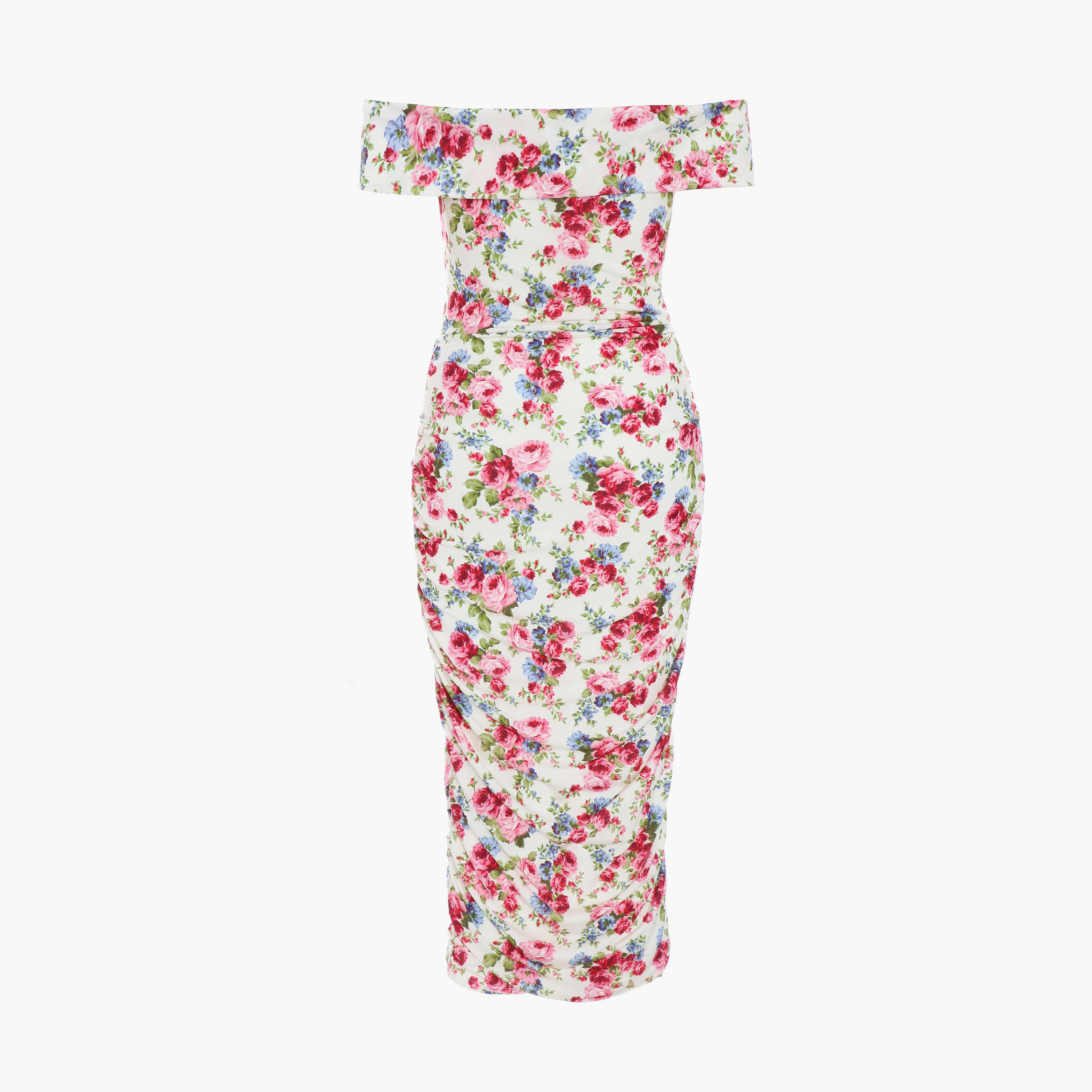 Quiz Cream Ity Floral Bardot Midi Dress-women-clothing-dresses-image-5