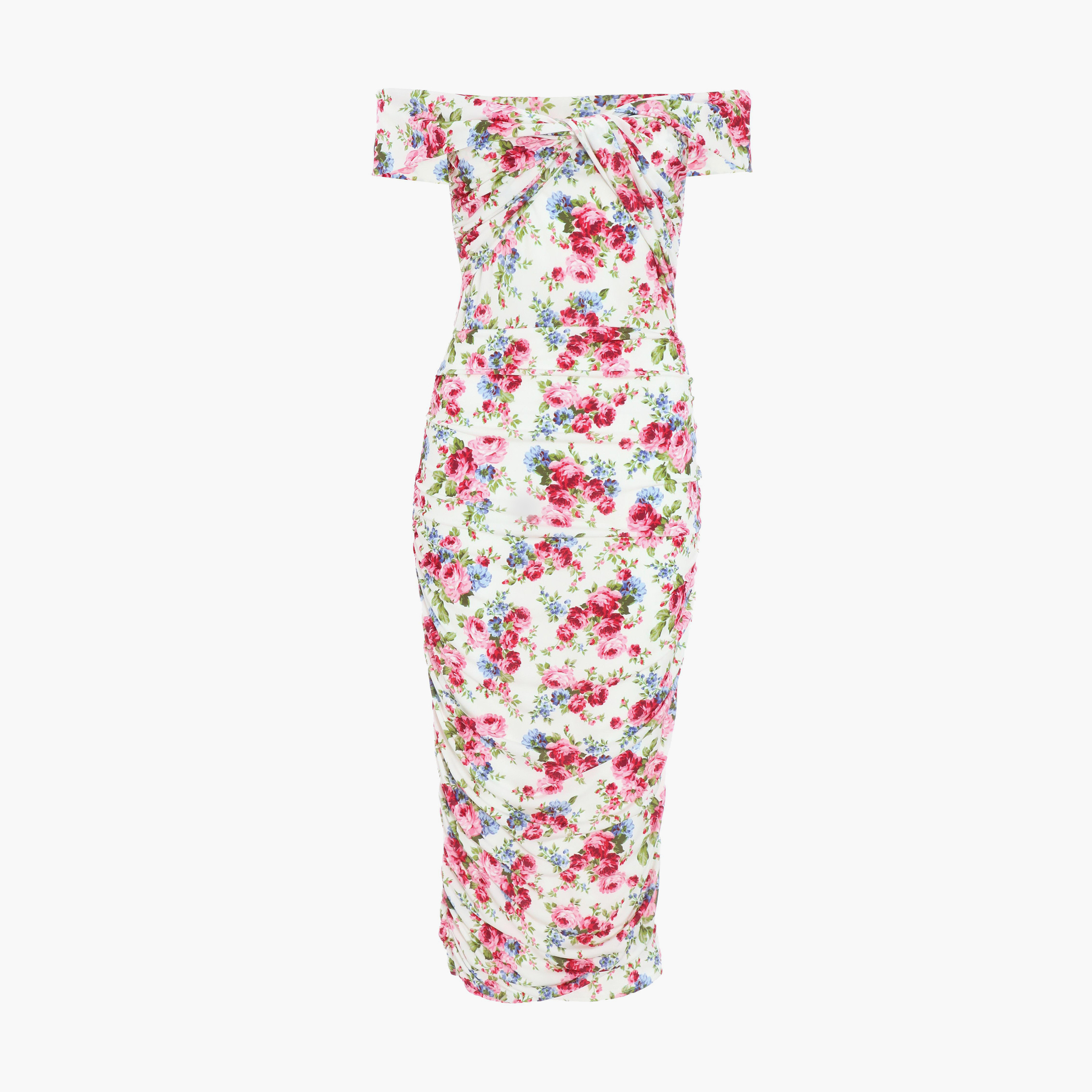 Quiz Cream Ity Floral Bardot Midi Dress-women-clothing-dresses-image-6